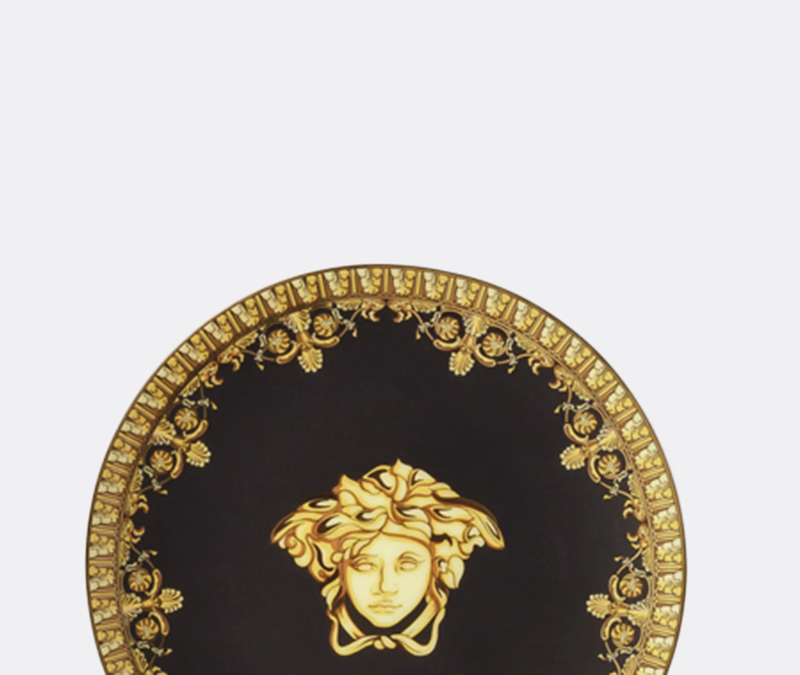 Small Plate Baroque Design - Black, Porcelain