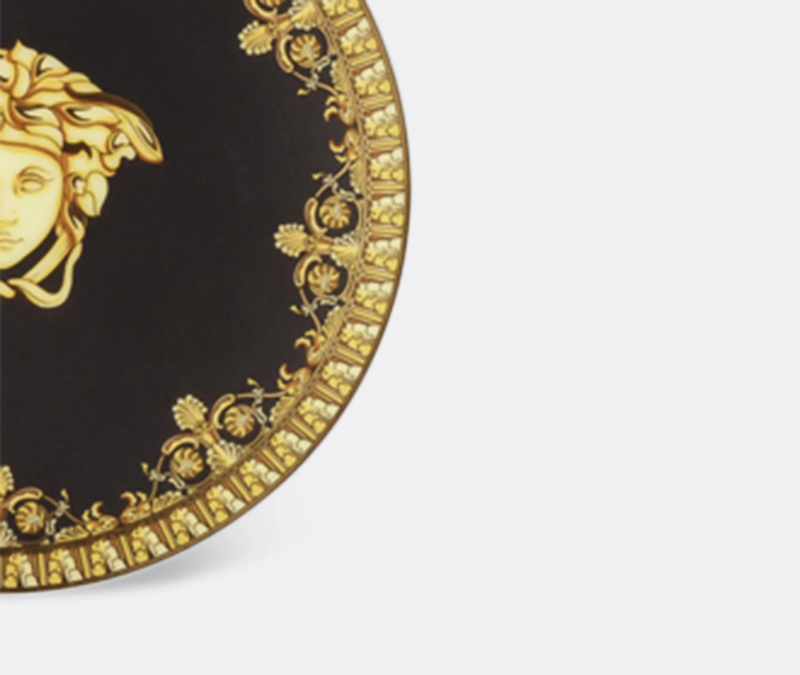 Small Plate Baroque Design - Black, Porcelain