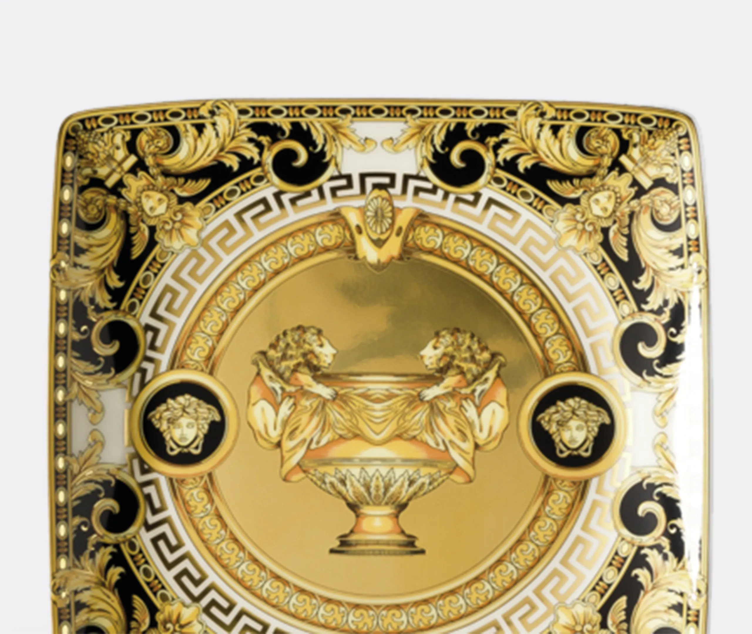 Square Bowl Baroque Design - Multicolor, Porcelain