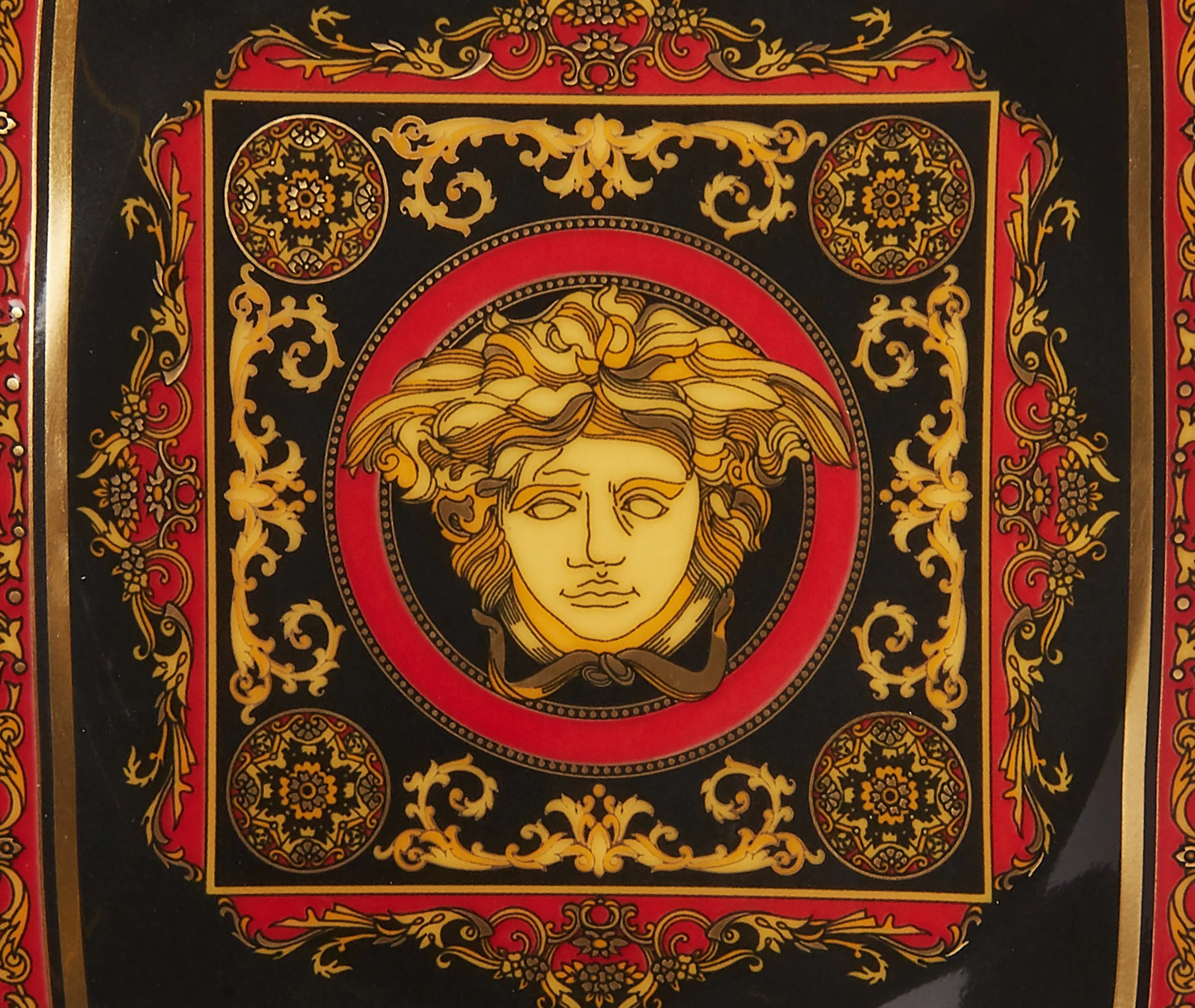 Square Bowl Medusa Design - Multicolor, Porcelain