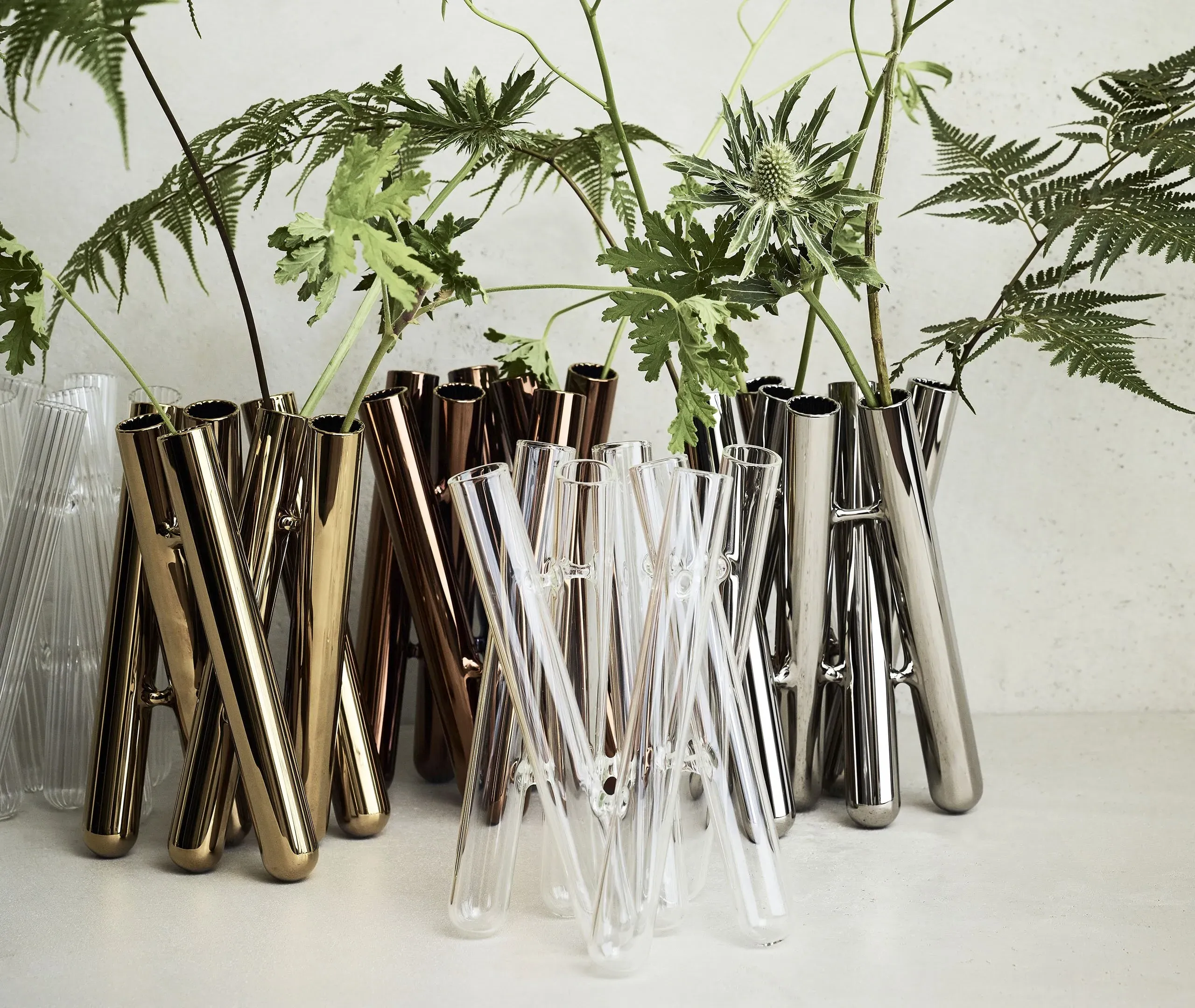 Tubular Glass Vase - Gold, Borosilicate Glass