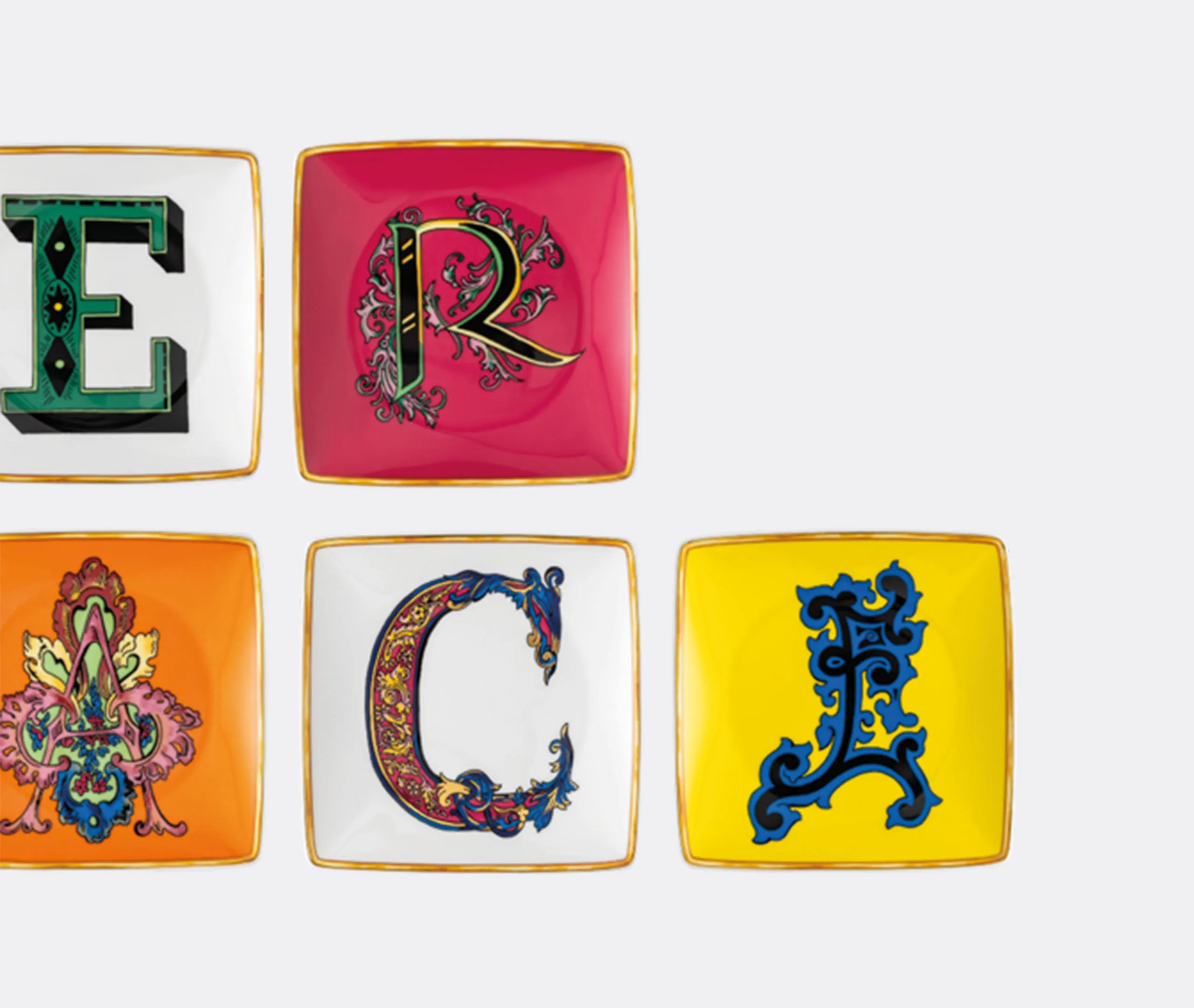 Versace Alphabet Dish Set of Seven - Multicolor, Porcelain alternate view
