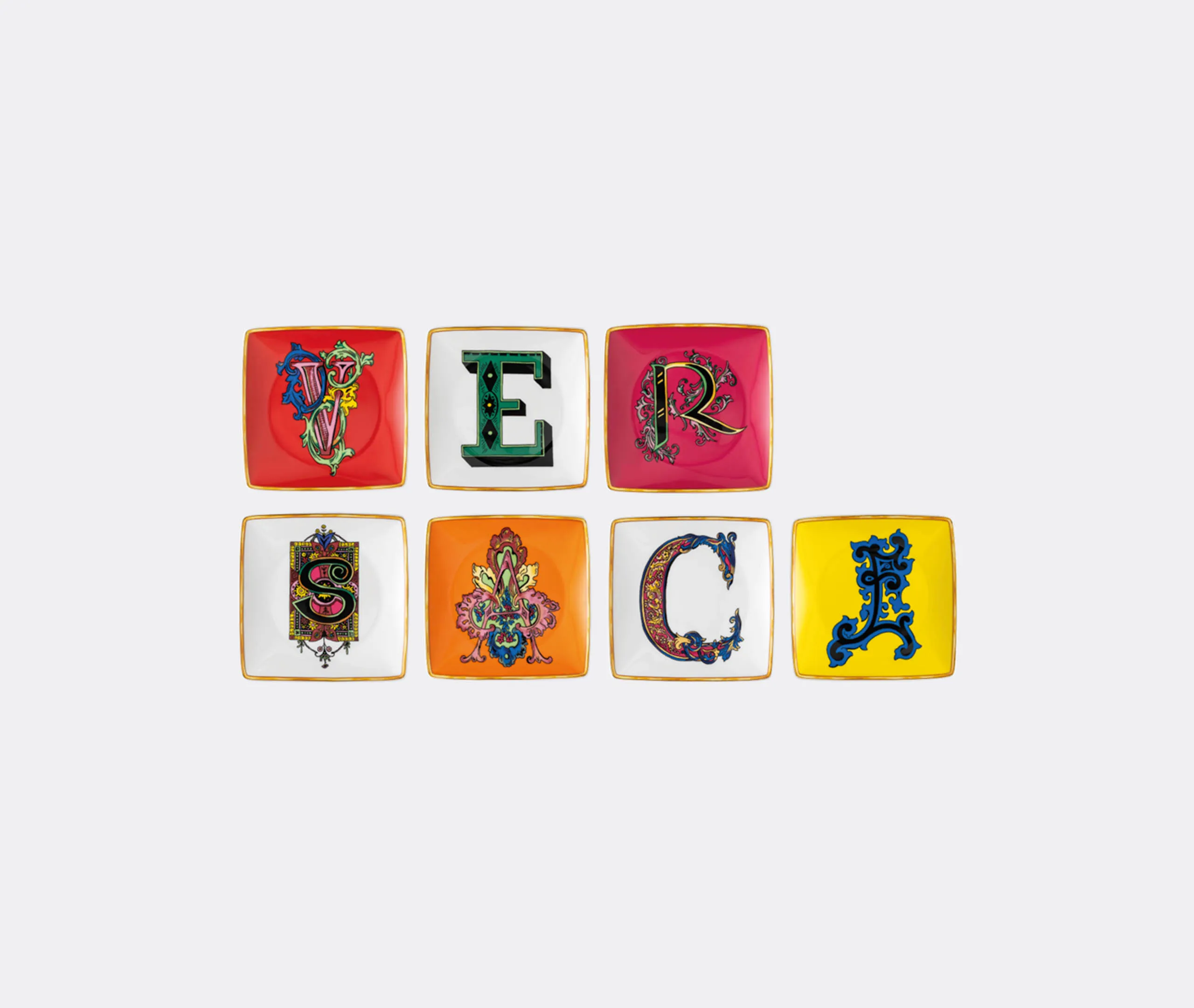 Versace Alphabet Dish Set of Seven - Multicolor, Porcelain product