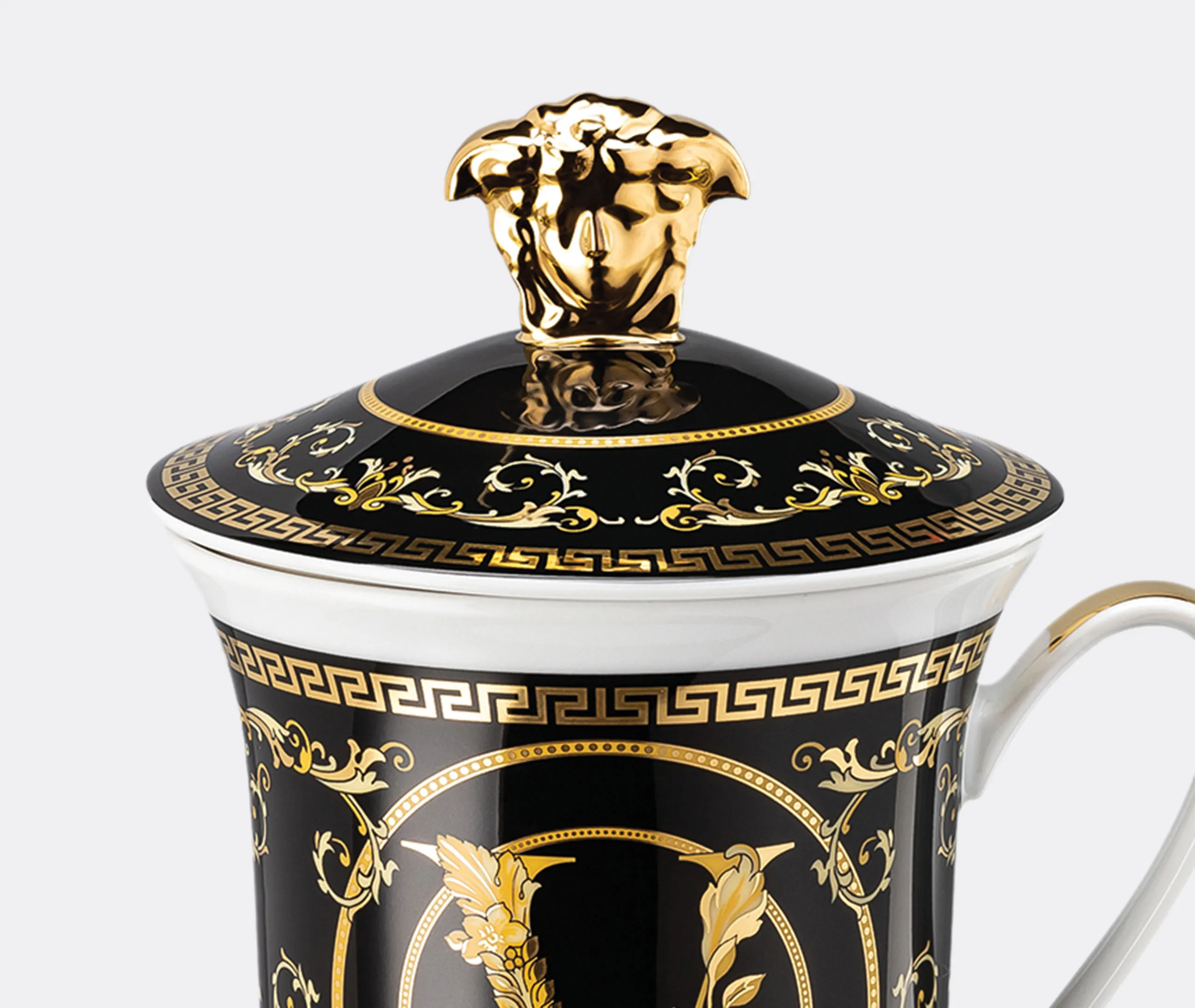 Versace Virtus Gala Mug with Lid - Black, Porcelain