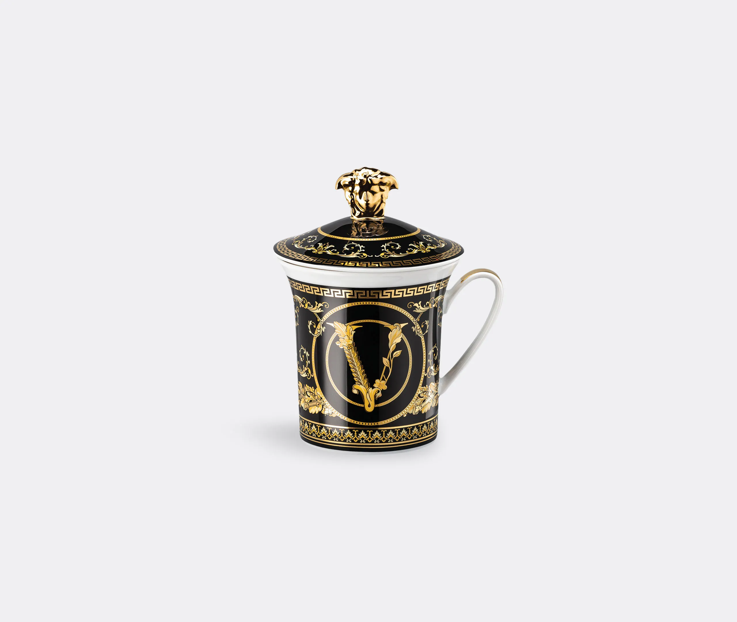 Versace Virtus Gala Mug with Lid - Black, Porcelain image