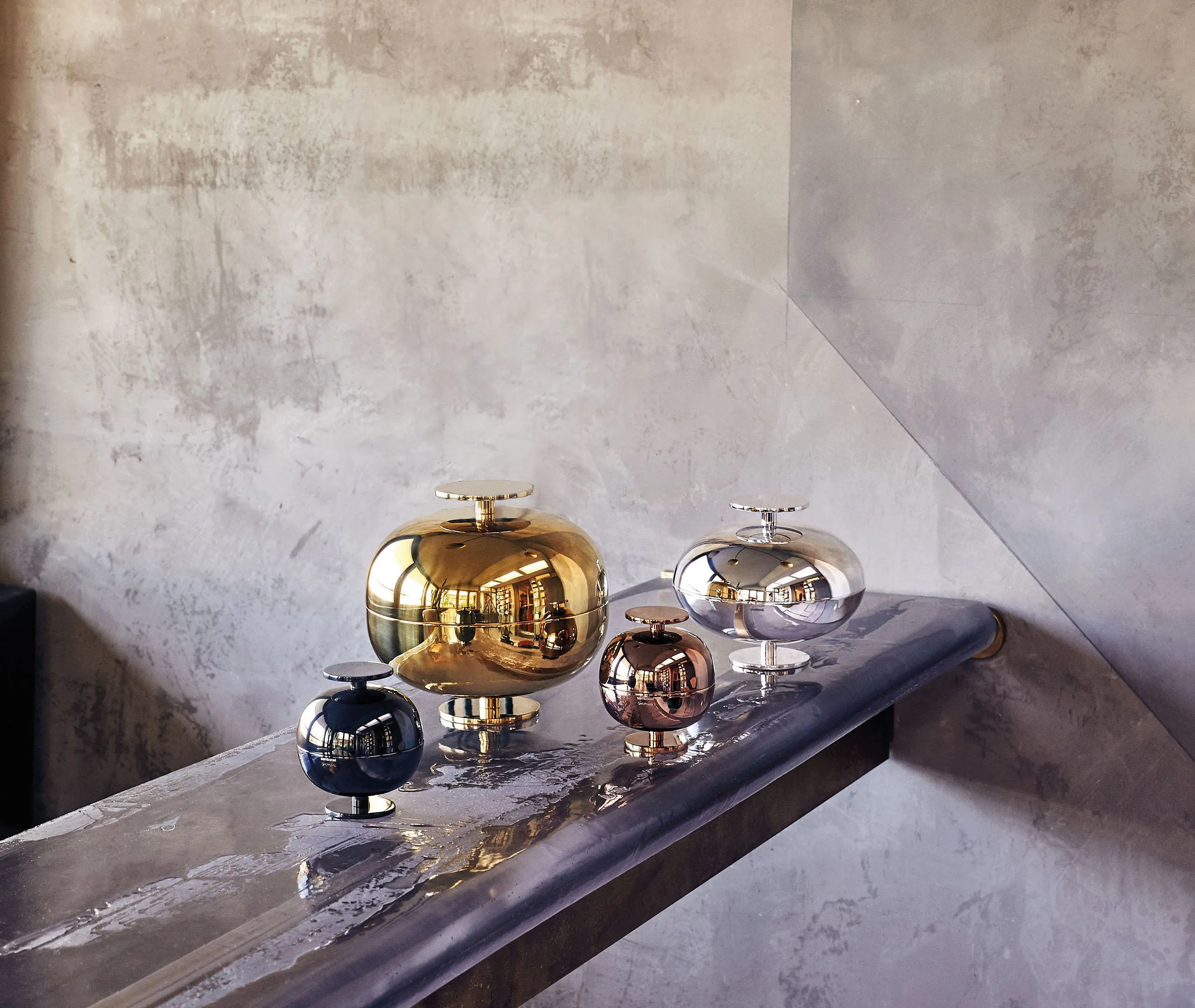 Small Centrepiece with Dual Bowls - Champagne