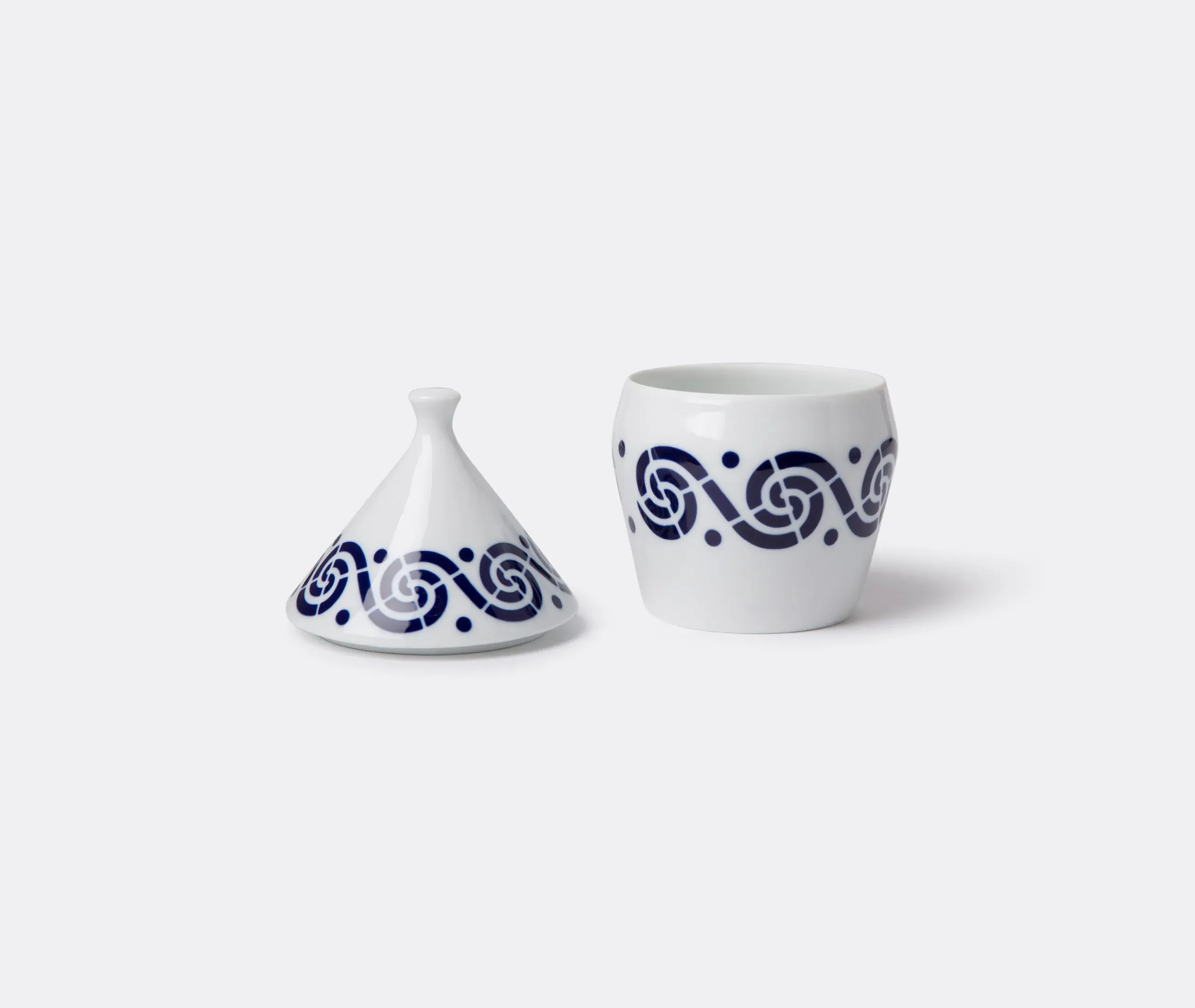 2-Piece Serving Vessel with Lid - Blue, Porcelain
