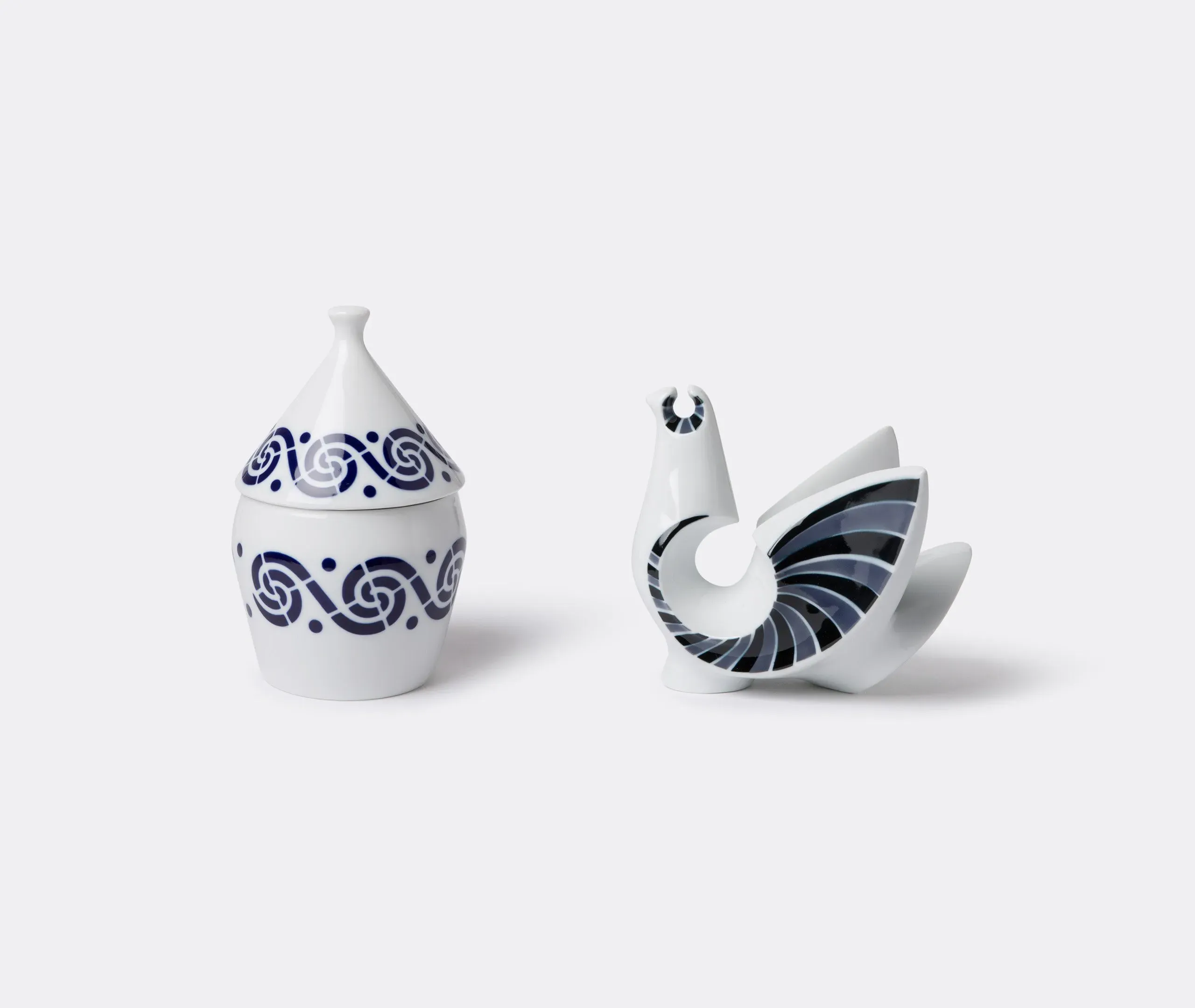 2-Piece Serving Vessel with Lid - Blue, Porcelain