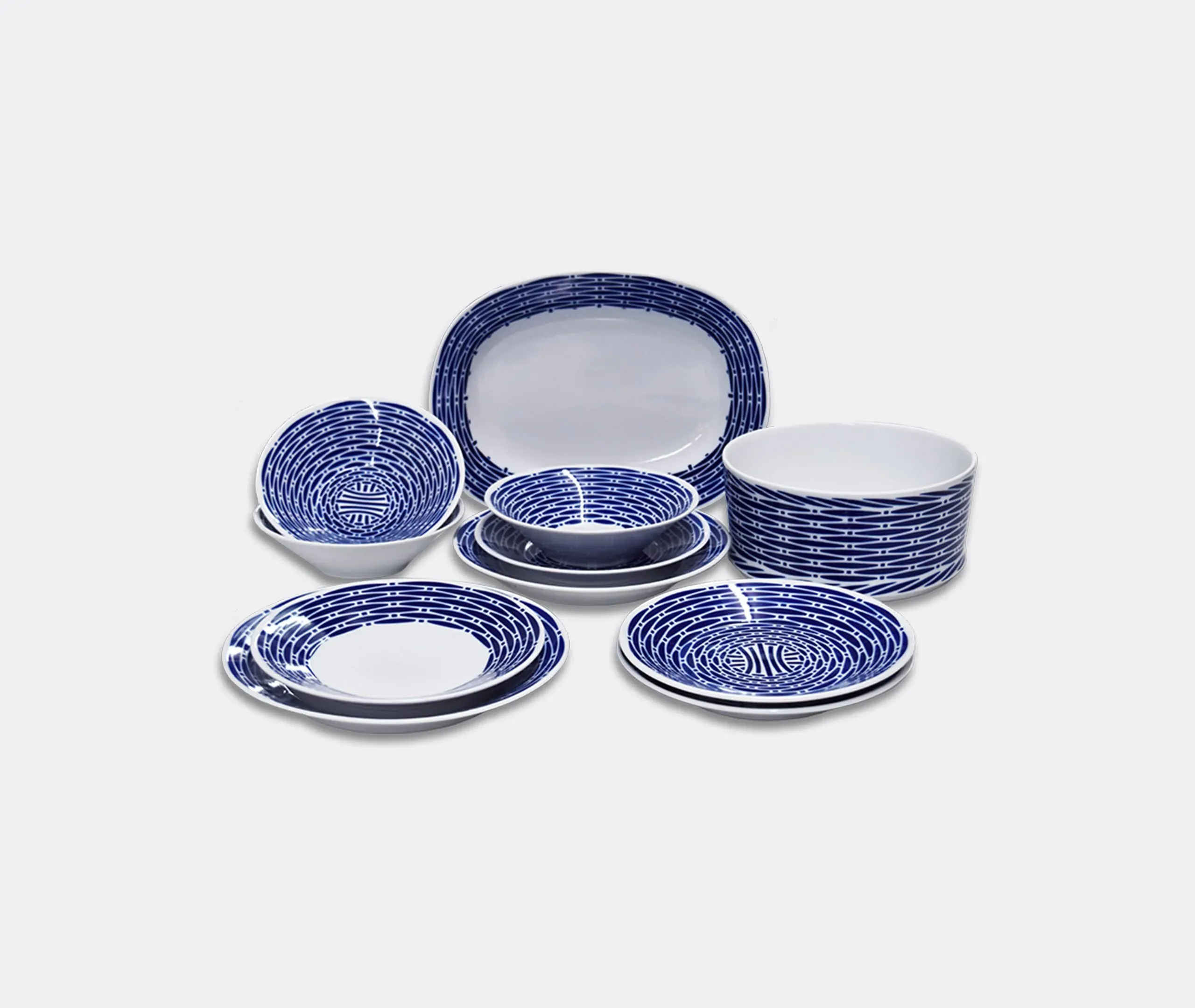 20-Piece Dinner Set with Basket Pattern - Blue image
