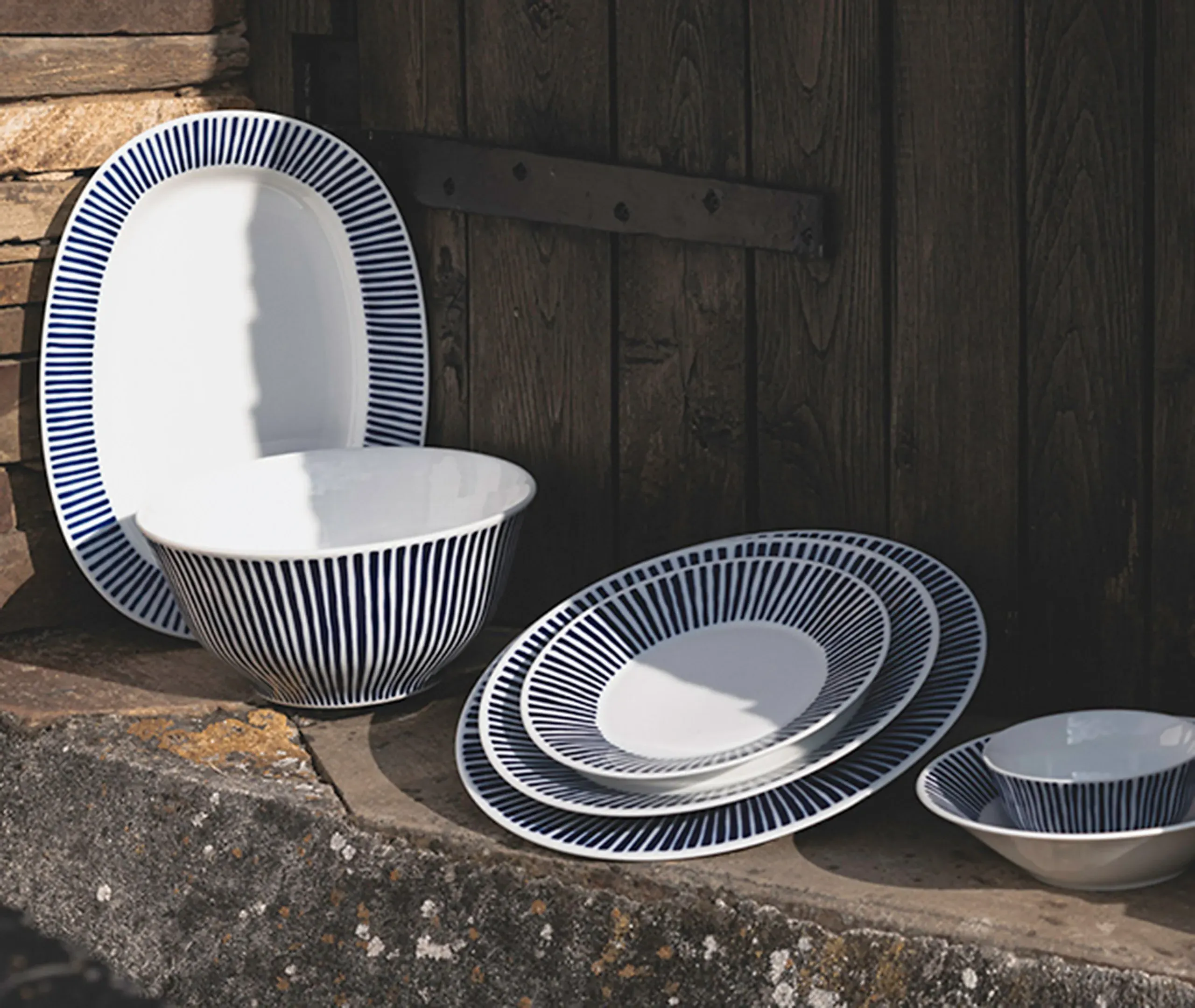 6-Piece Deep Plate Set - Blue, Porcelain