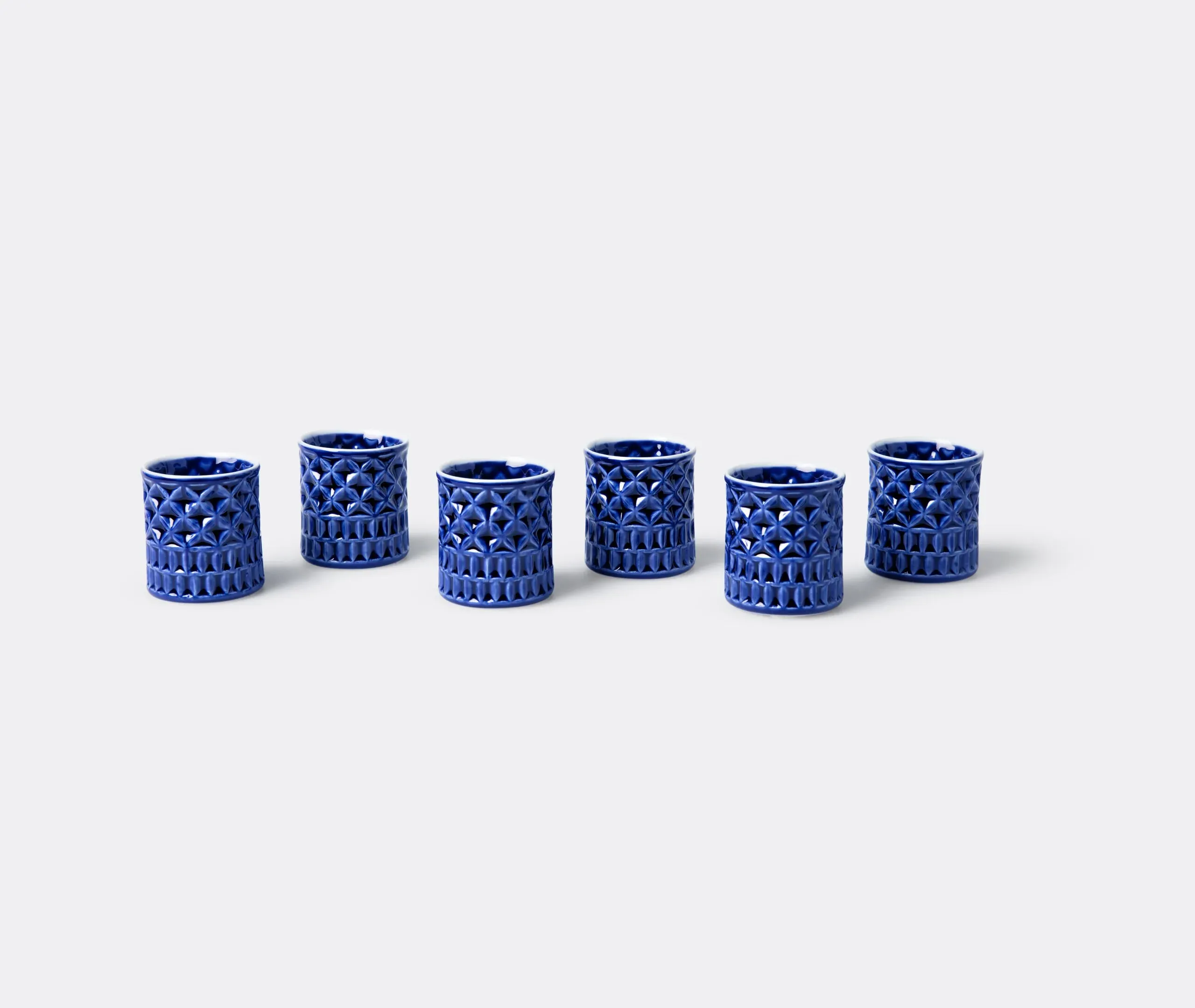 7-Piece Liquor Set with Relief - Blue, Porcelain