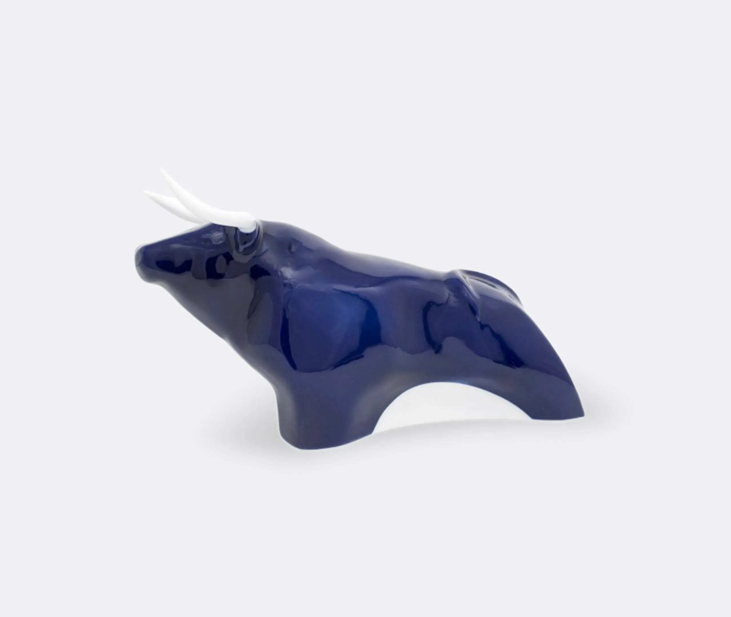Bull Ceramic Figure - Blue, Porcelain
