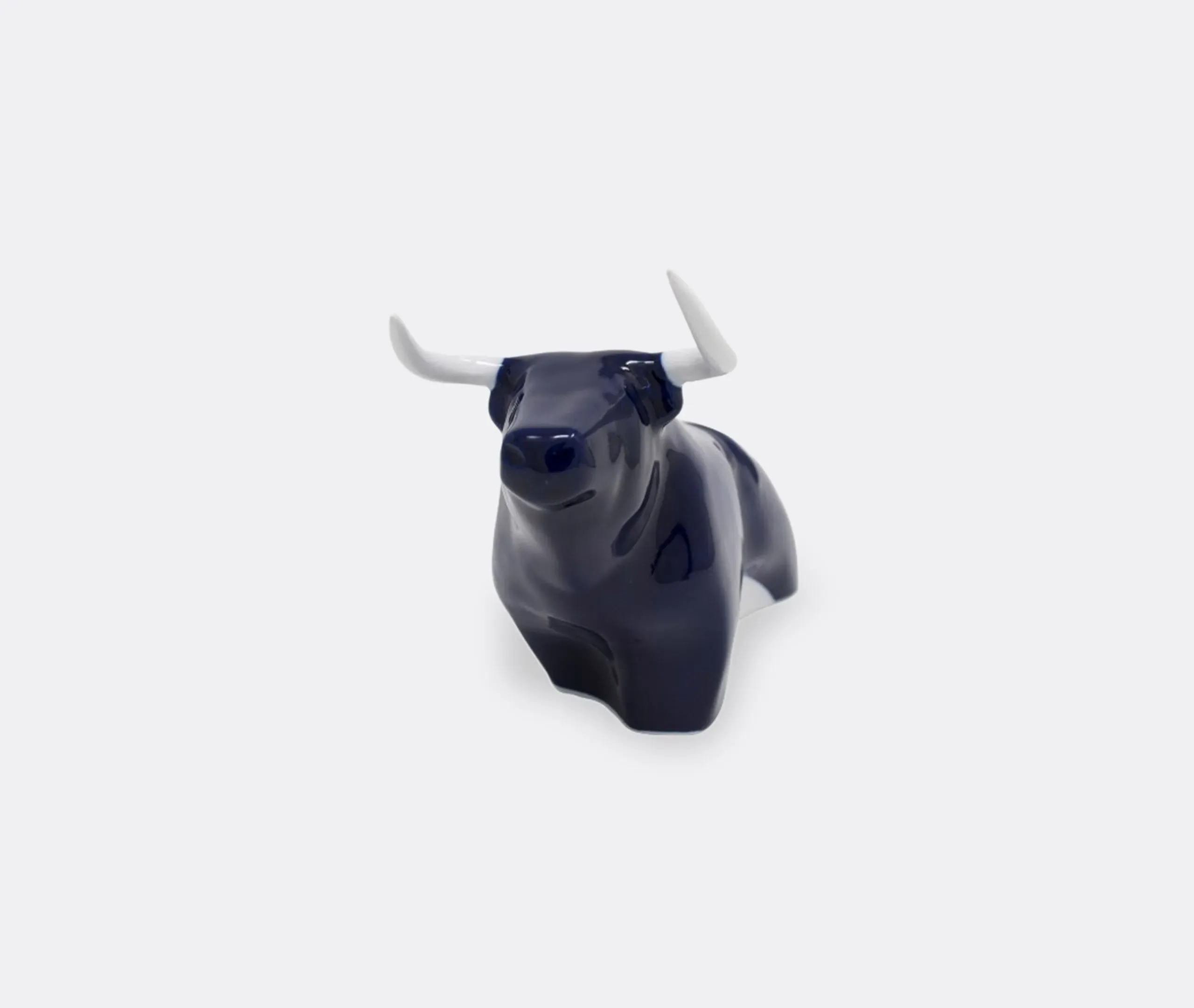 Bull Ceramic Figure - Blue, Porcelain