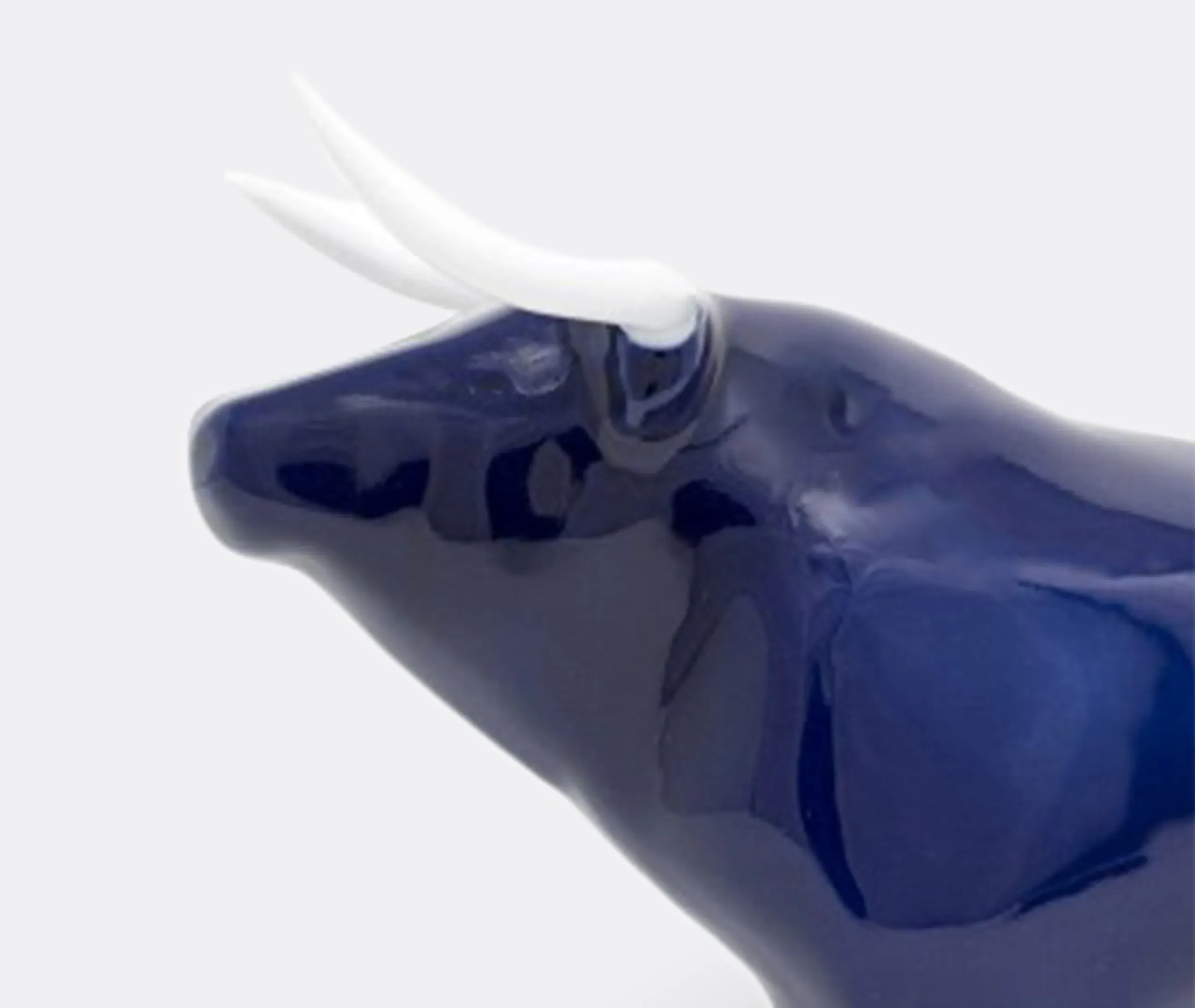 Bull Ceramic Figure - Blue, Porcelain
