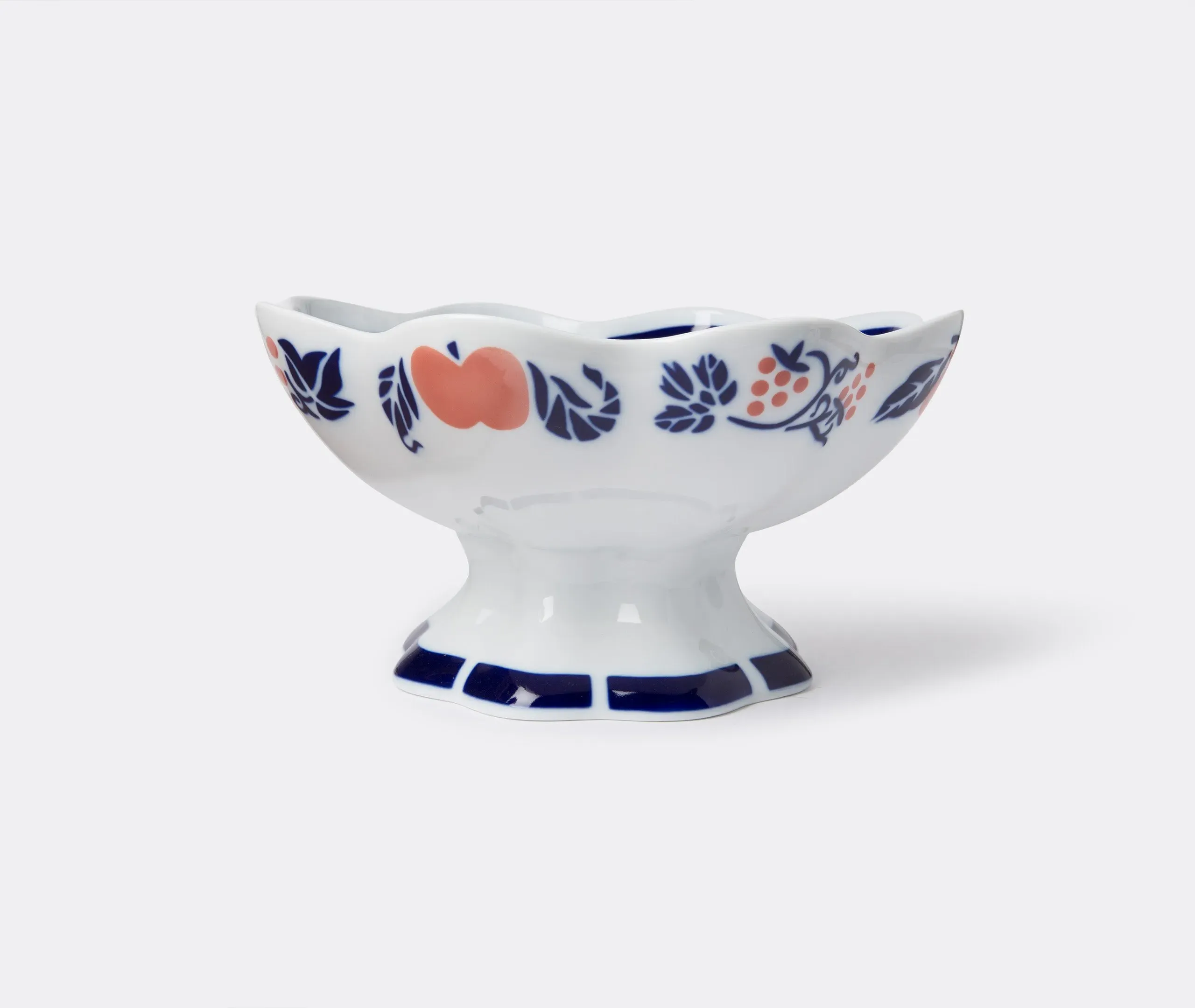 Fruit Bowl with Hand Decoration - Blue, Porcelain
