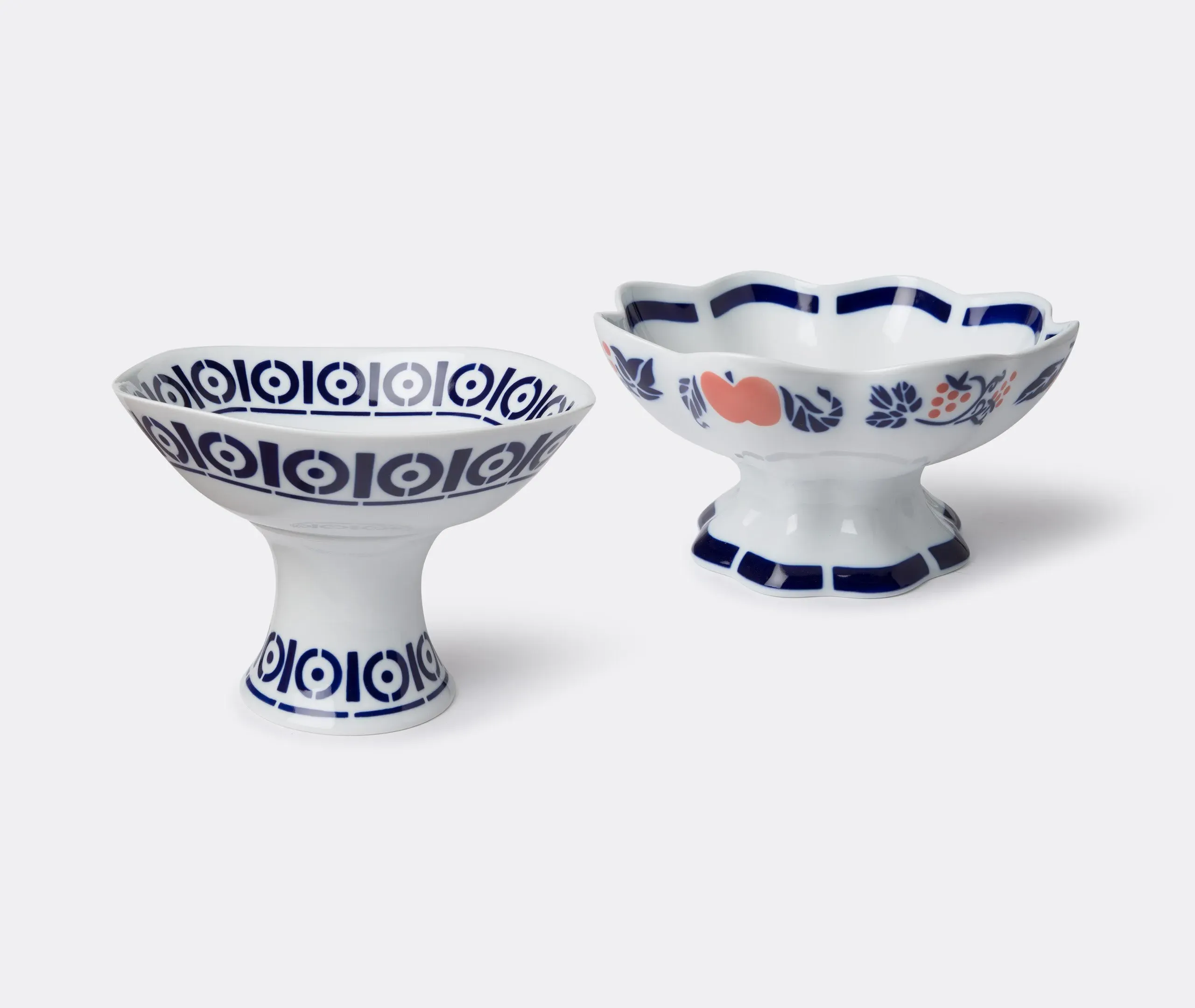 Fruit Bowl with Hand Decoration - Blue, Porcelain