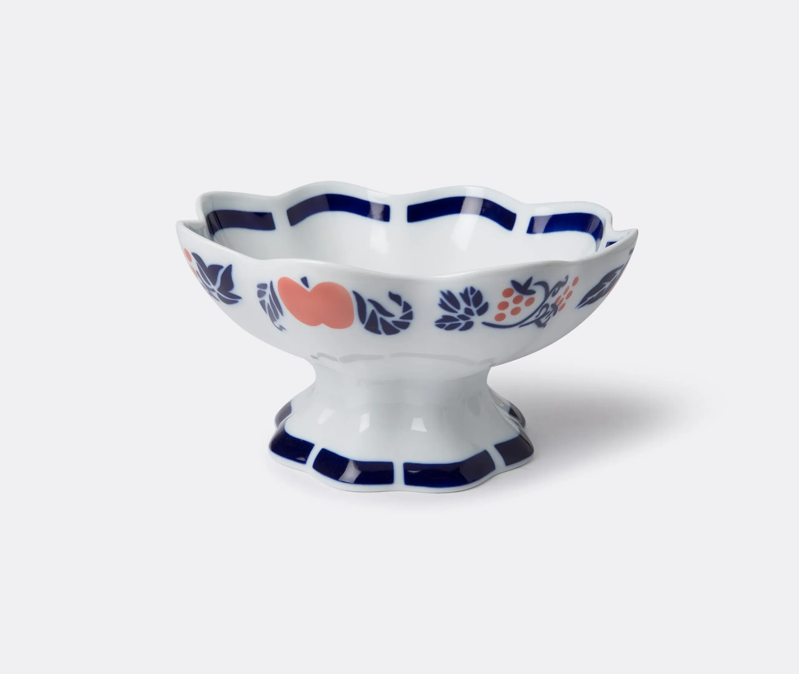 Fruit Bowl with Hand Decoration - Blue, Porcelain