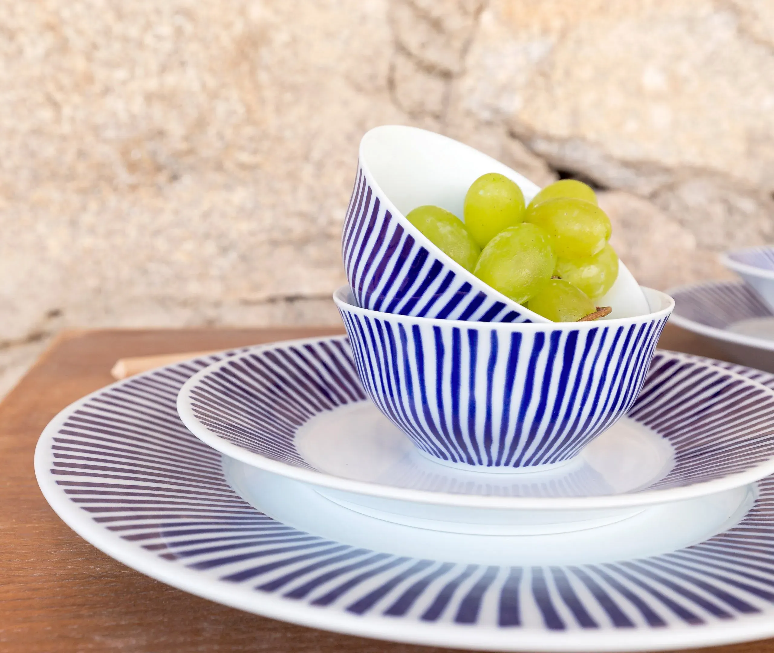 Ladeira Bowl Set, 6 Pieces - Blue, White