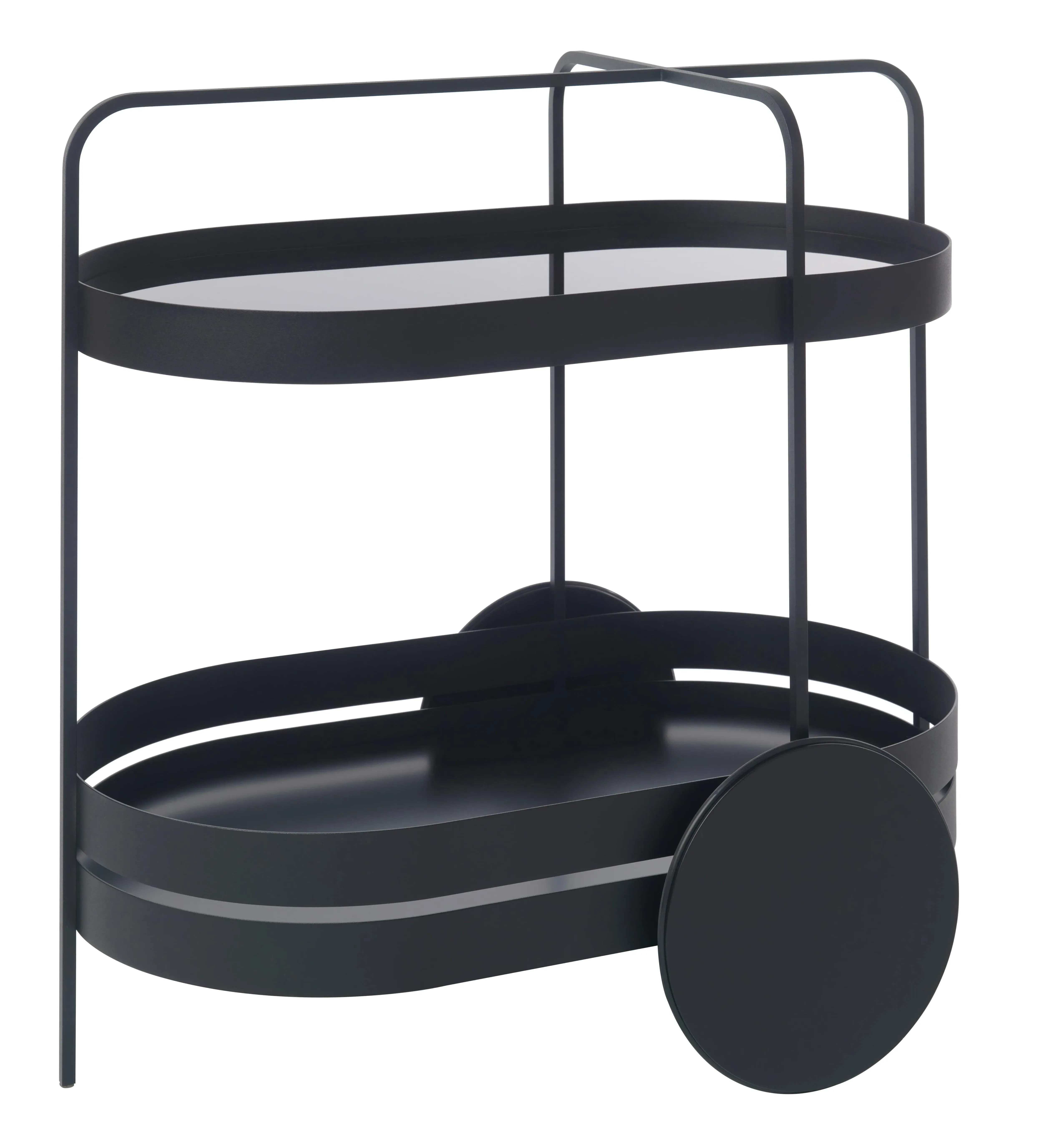 2-Tier Serving Trolley with Glass Top - Black, Metal
