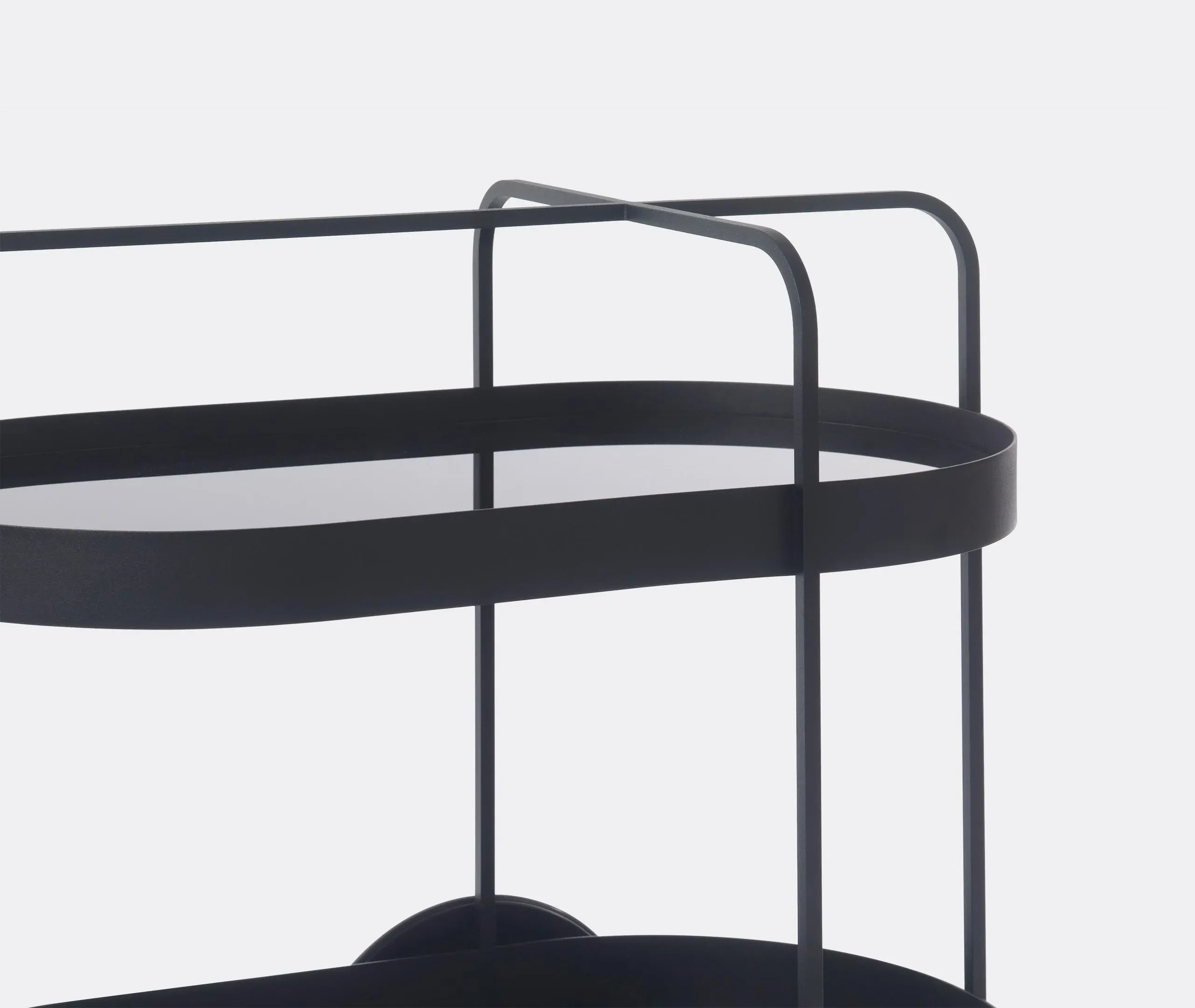 2-Tier Serving Trolley with Glass Top - Black, Metal
