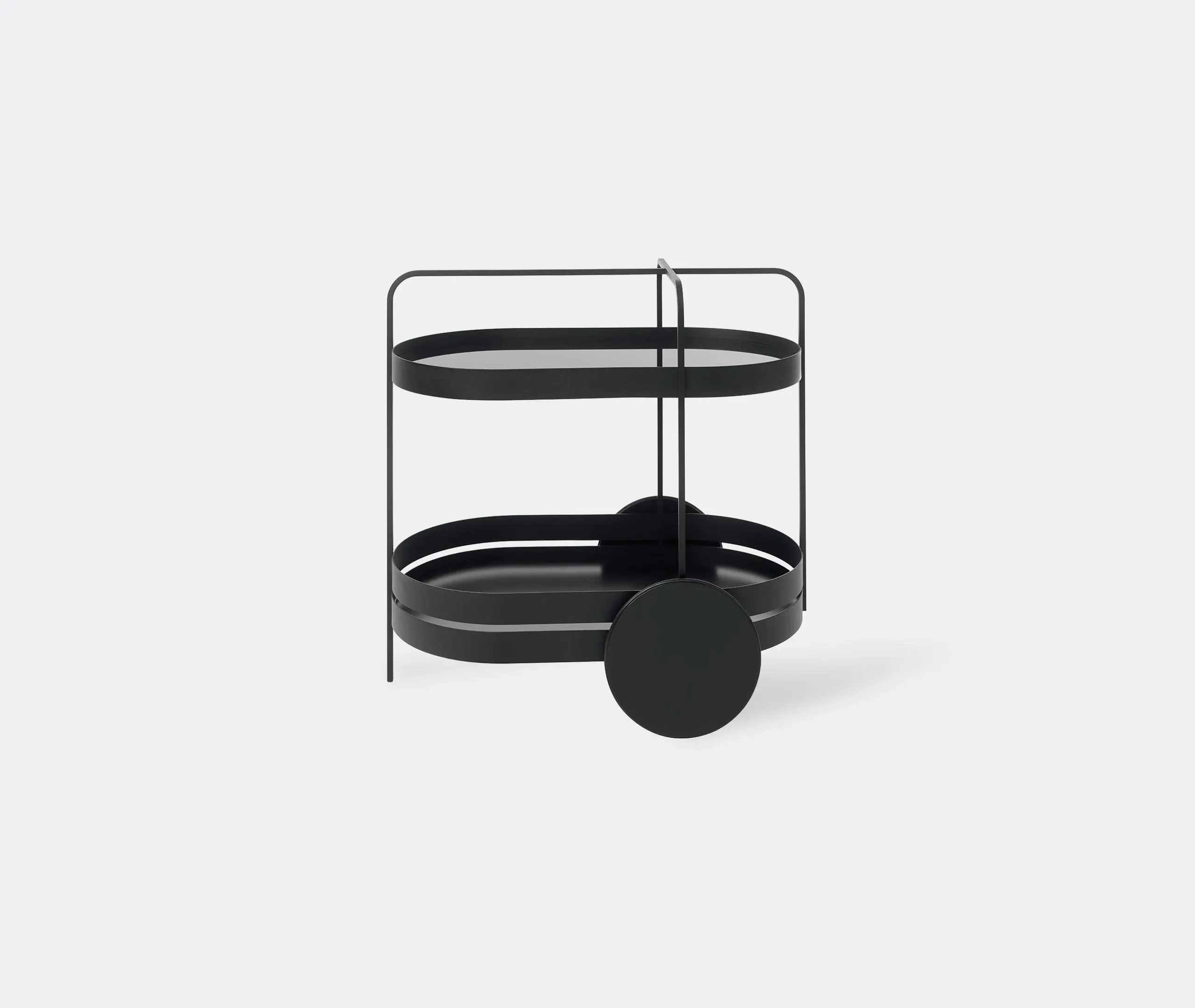 2-Tier Serving Trolley with Glass Top - Black, Metal image