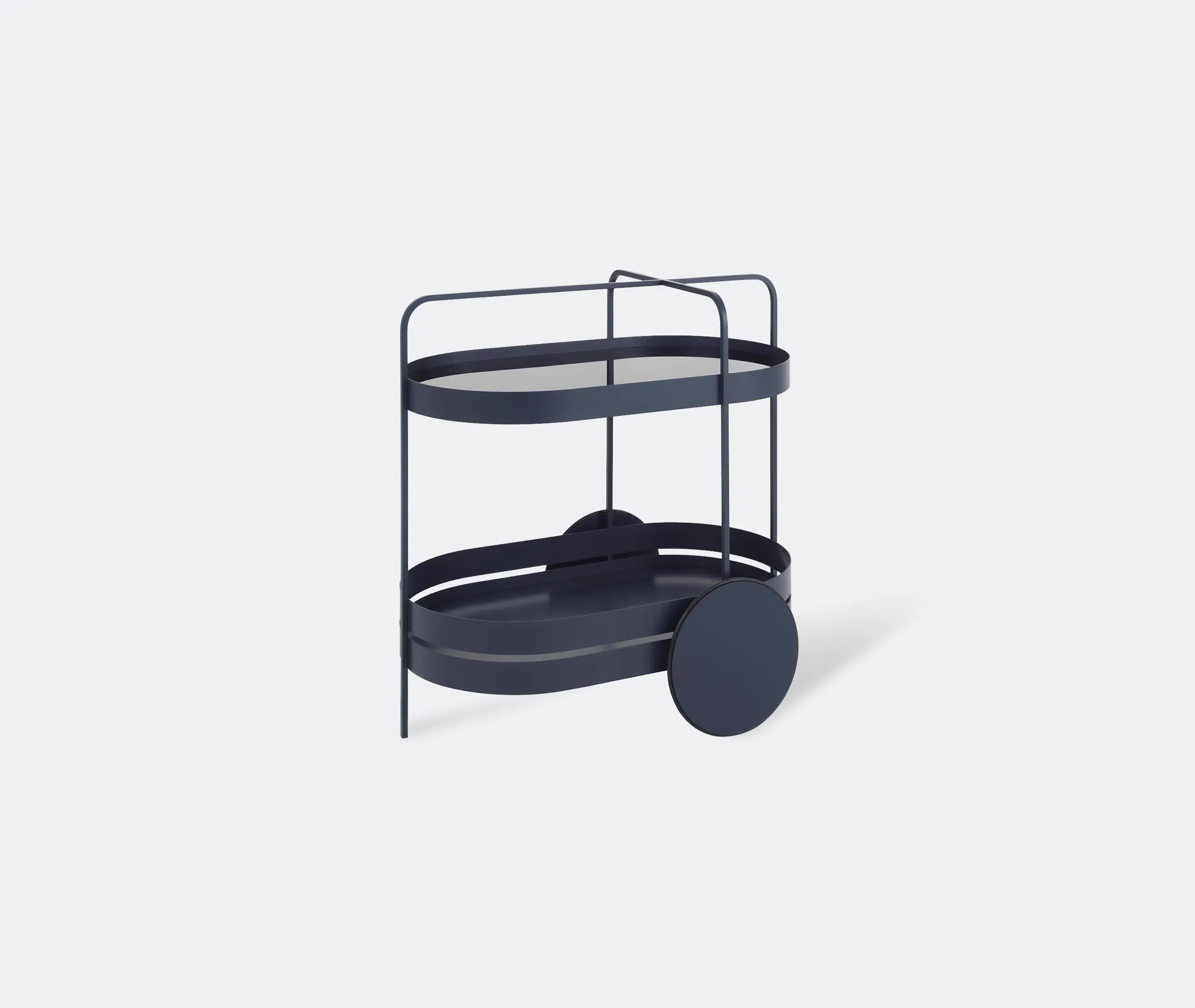 2-Tier Serving Trolley with Glass Top - Blue, Metal