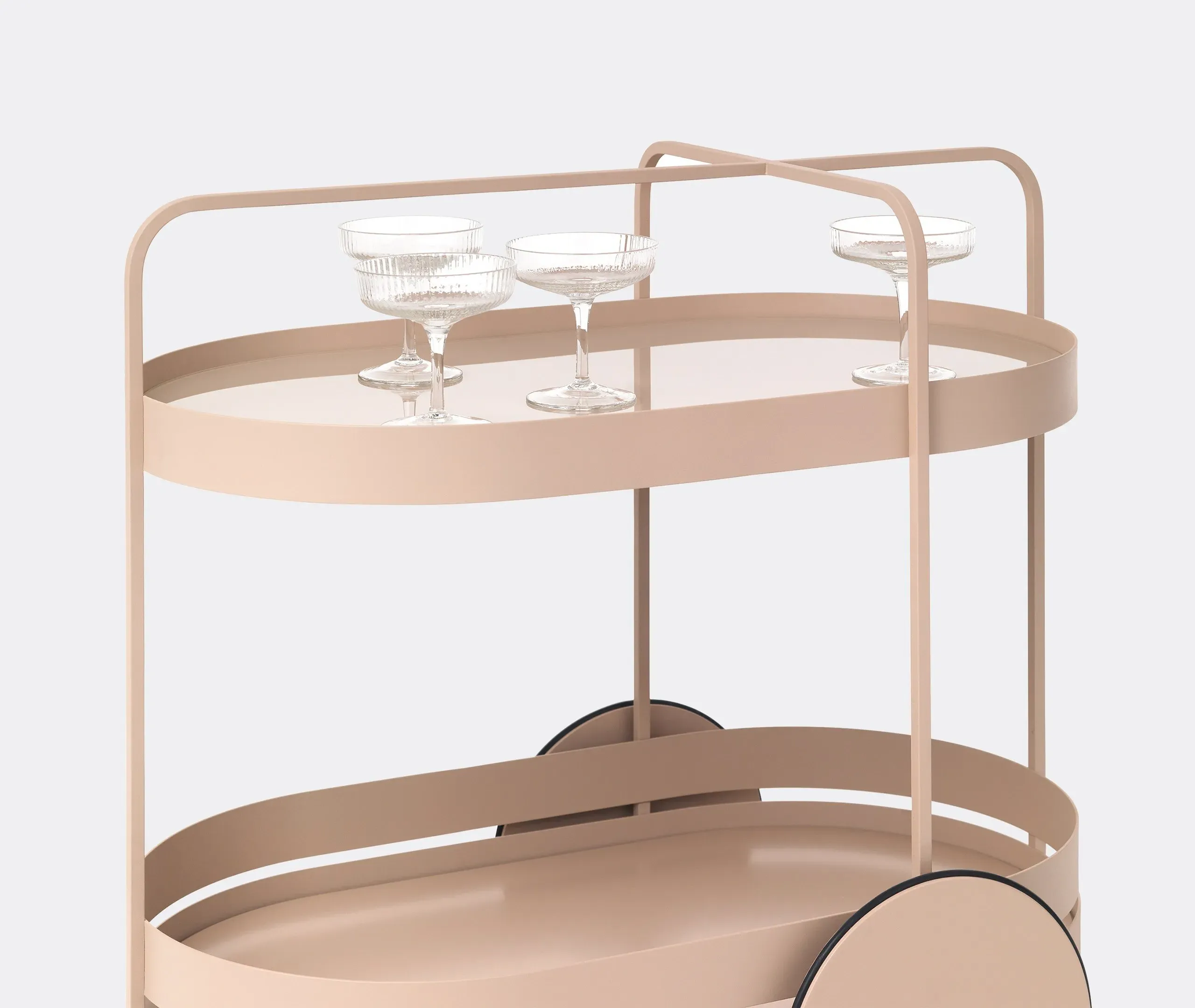 2-Tier Serving Trolley with Glass Top - Brown, Metal