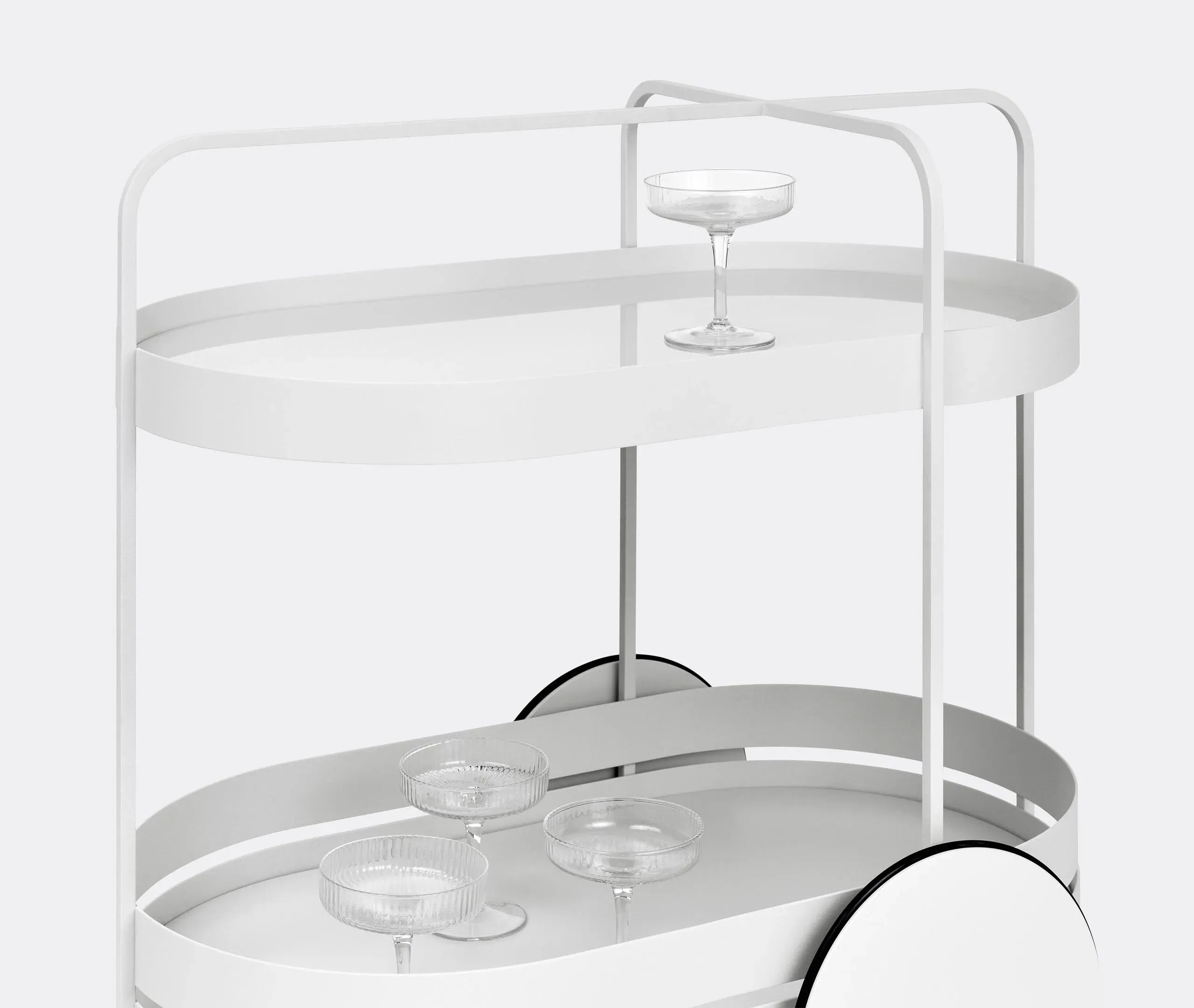 2-Tier Serving Trolley with Glass Top - Grey, Metal
