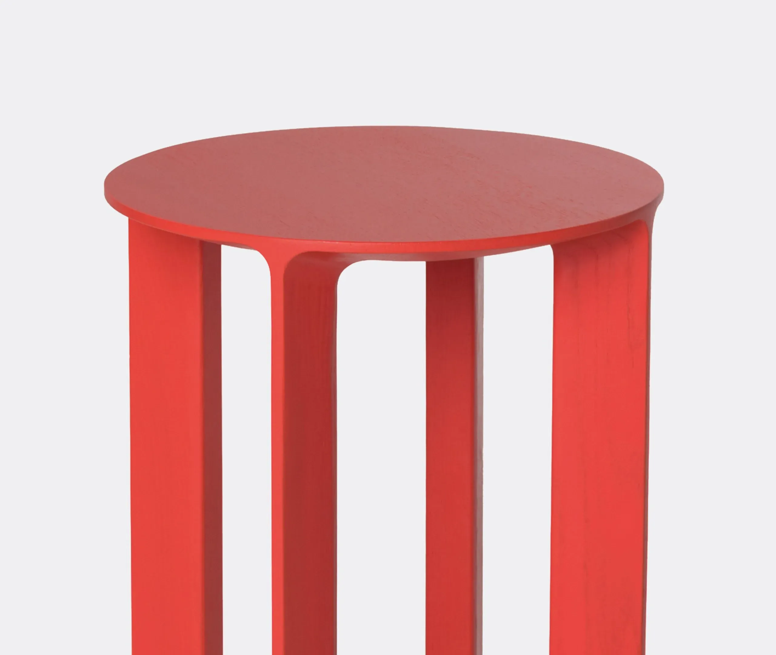 4-Leg Stool with Matte Finish - Coral, Wood