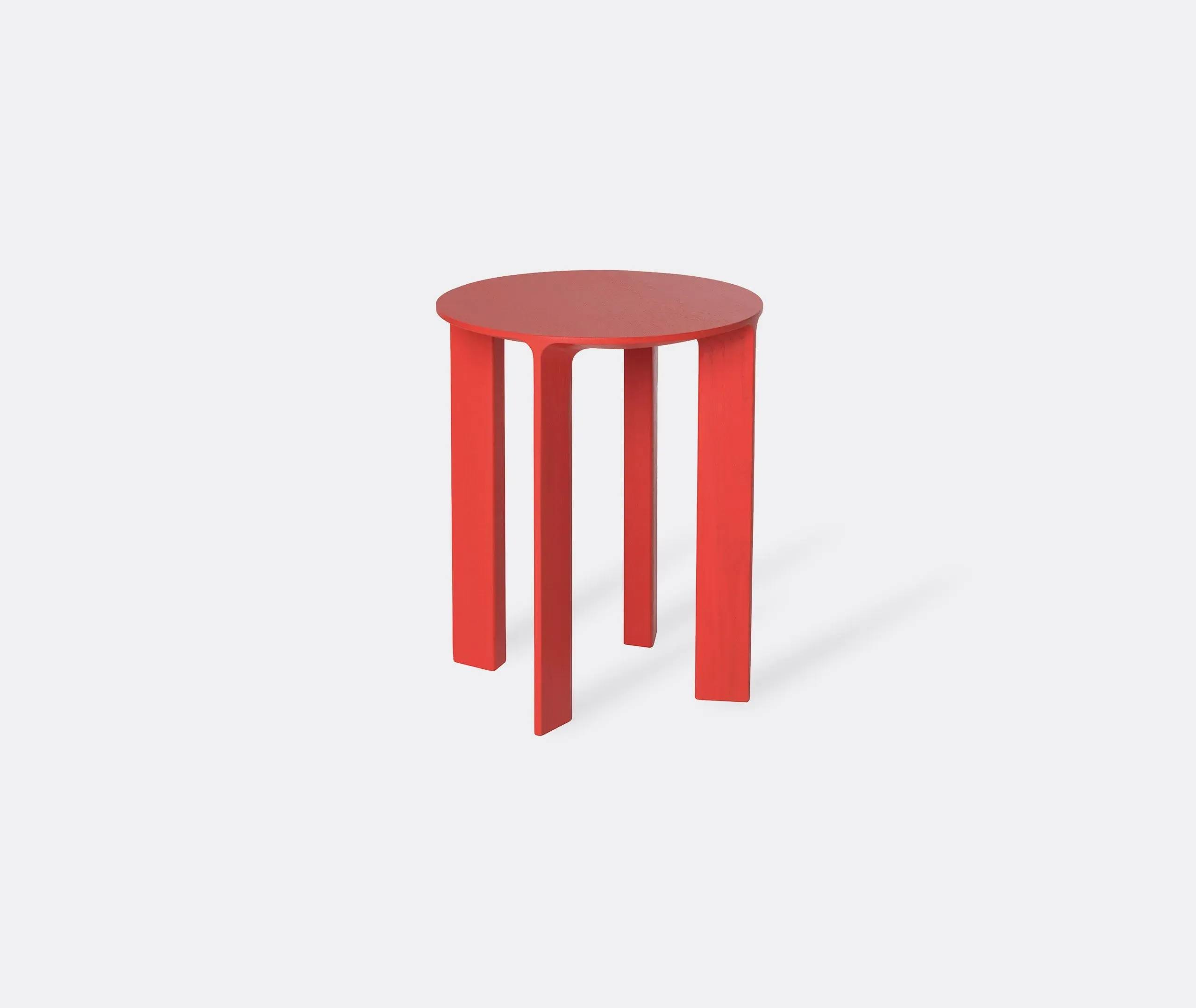4-Leg Stool with Matte Finish - Coral, Wood