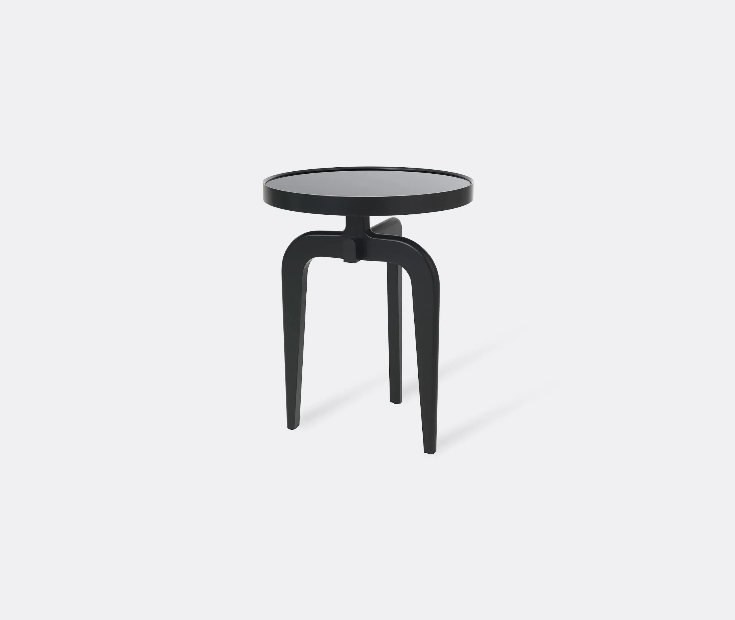 Ant Circular Side Table with Smoked Glass - Black, Wood