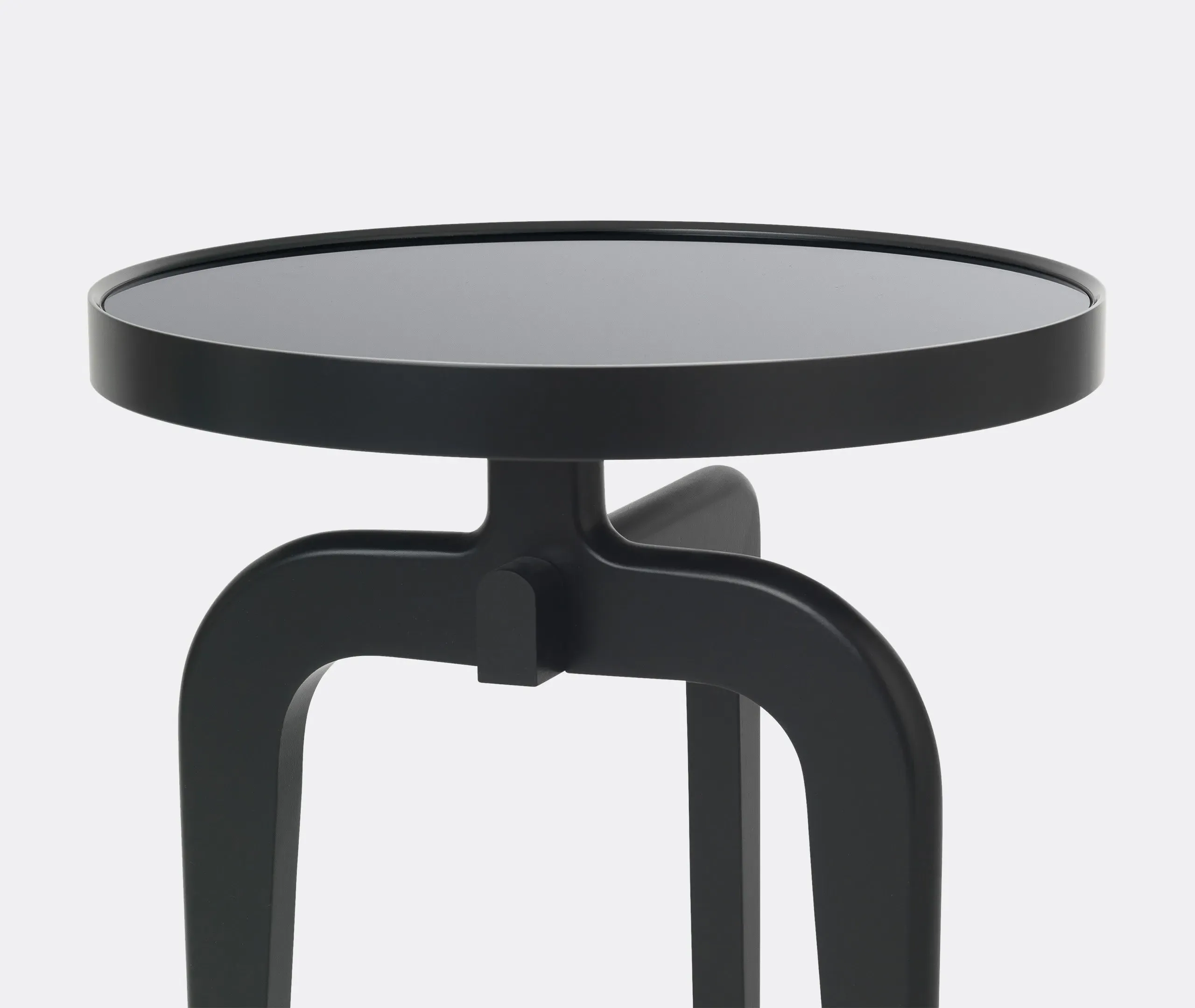 Ant Circular Side Table with Smoked Glass - Black, Wood