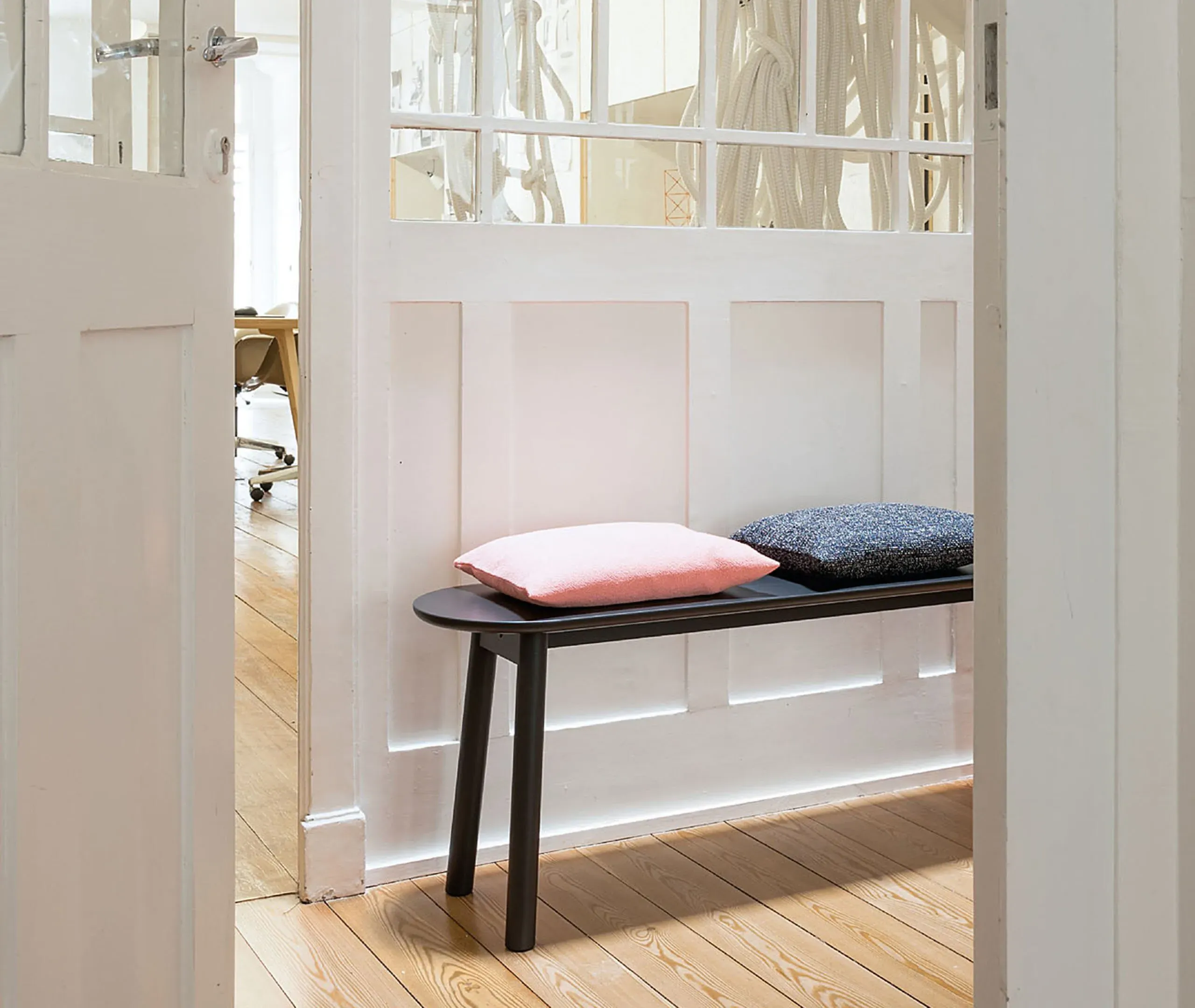 Bench with Storage - Black, Solid Wood