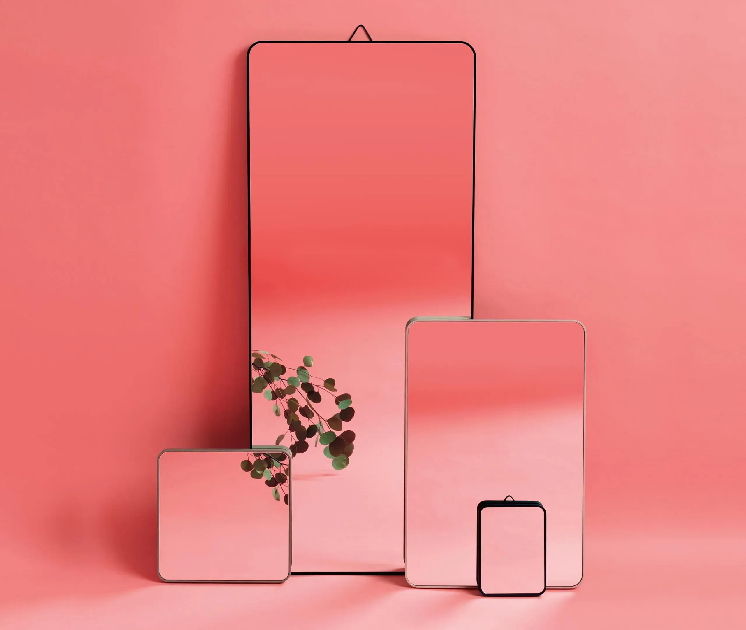 Extra Small Wall Mirror - Black, Solid Wood