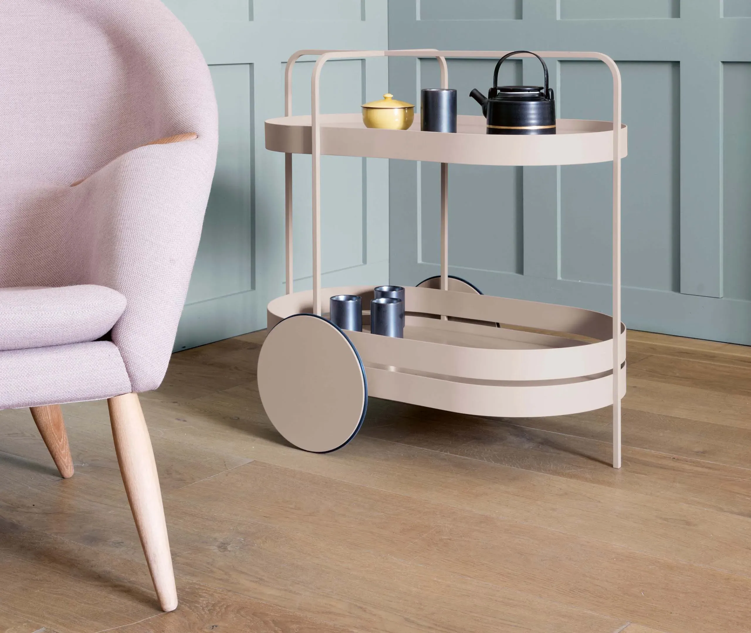 Grace Serving Trolley - Grey White, Metal