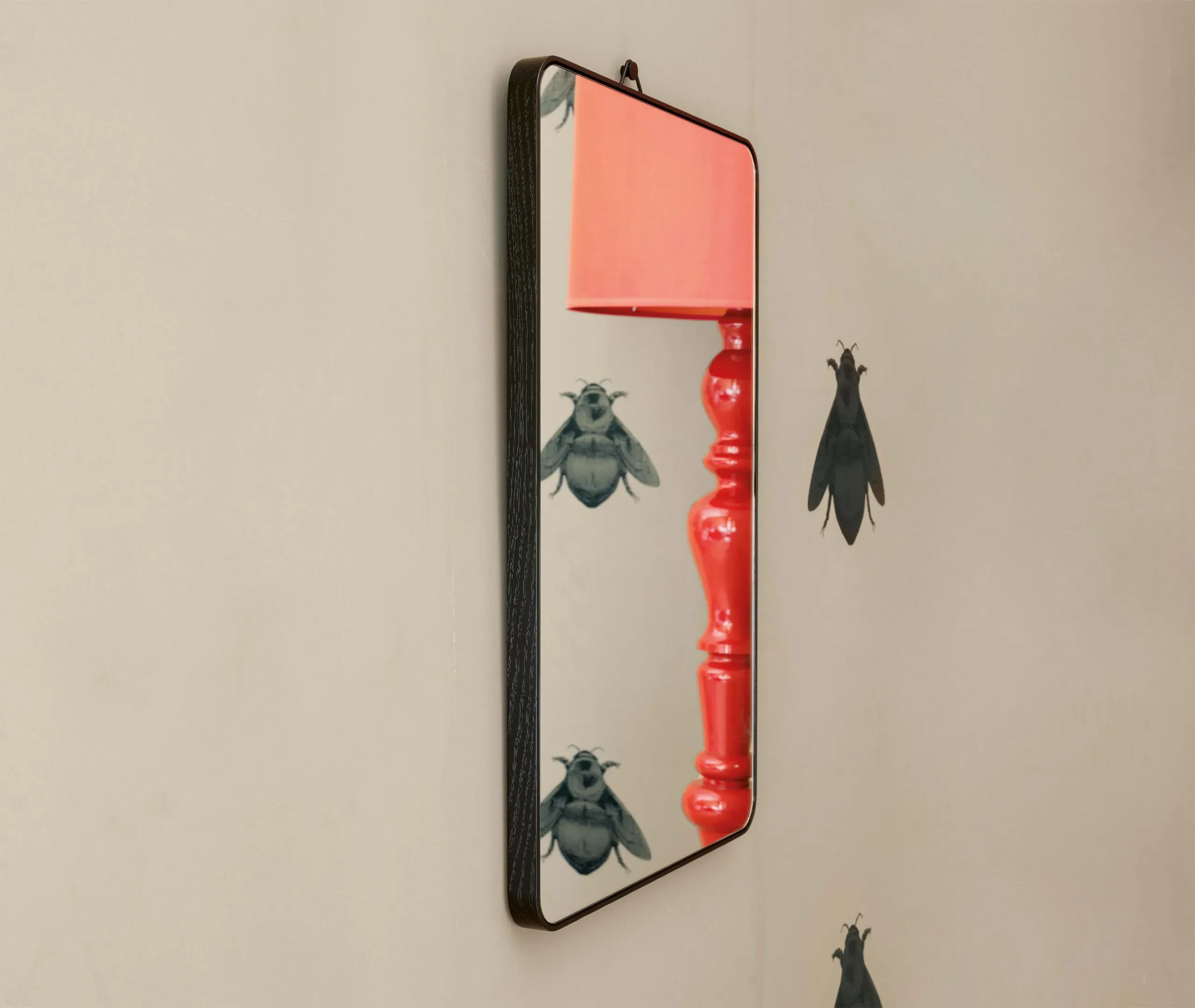 Medium Rectangular Wall Mirror - Black, Wood