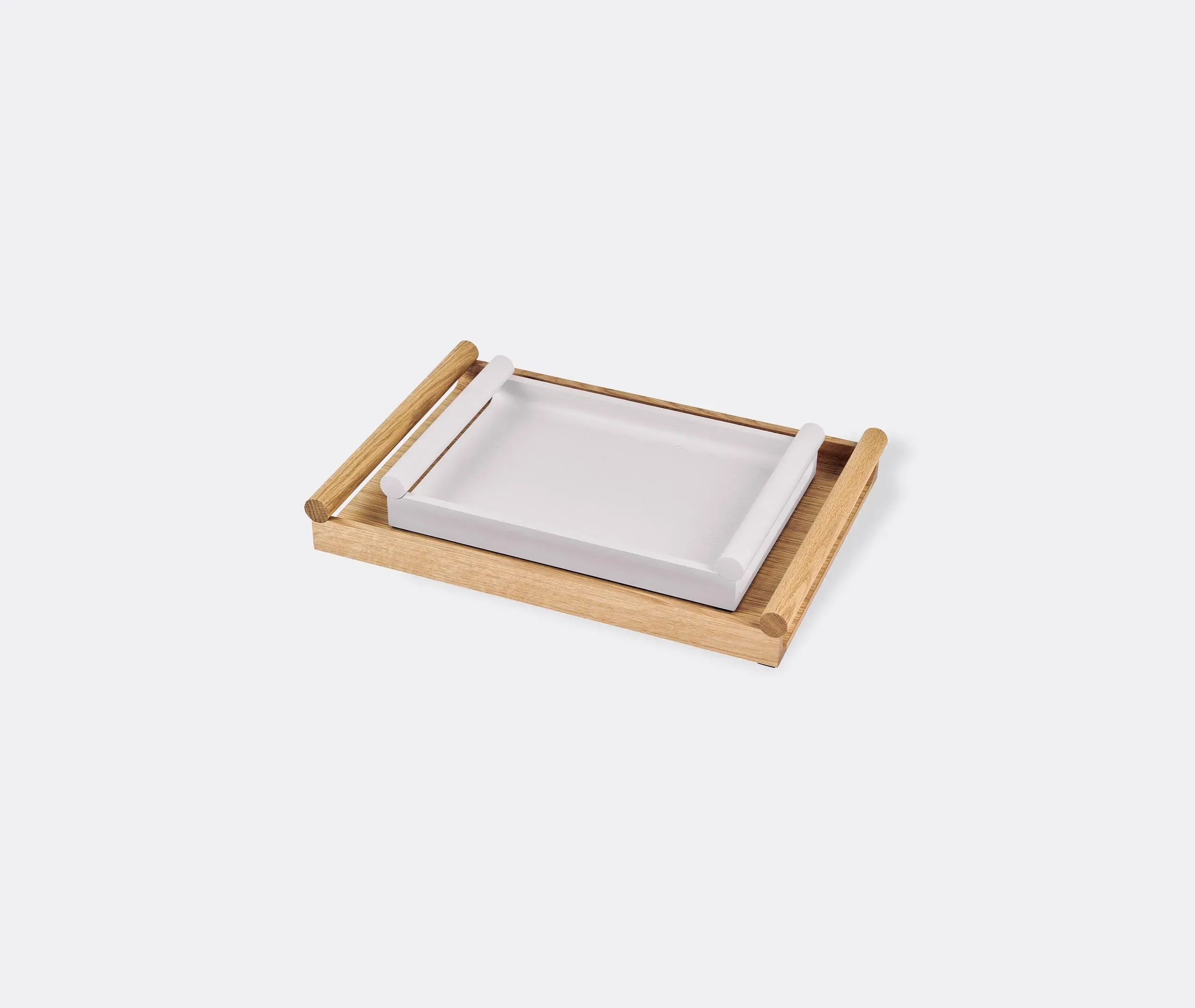 Medium Serving Tray with Handles - Oak Wood