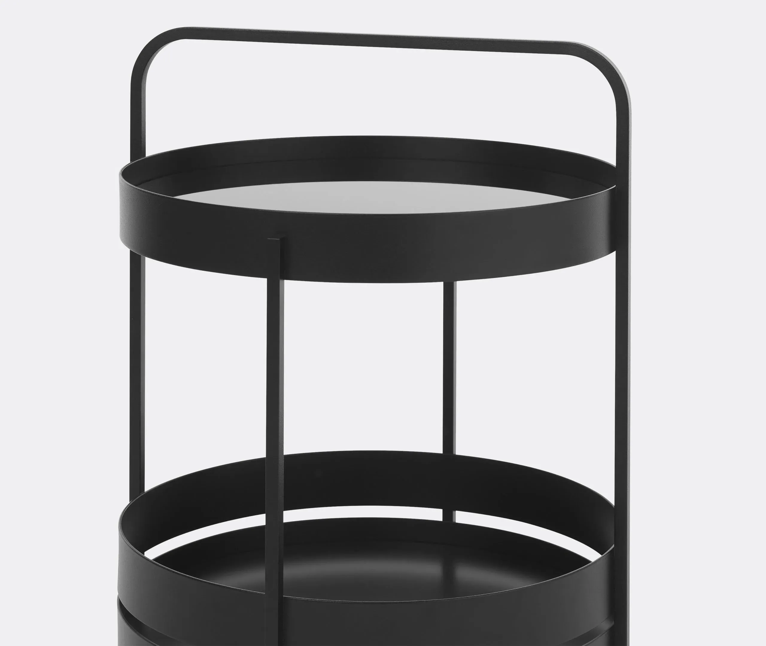 Round Side Table Dual Level - Black, Metal