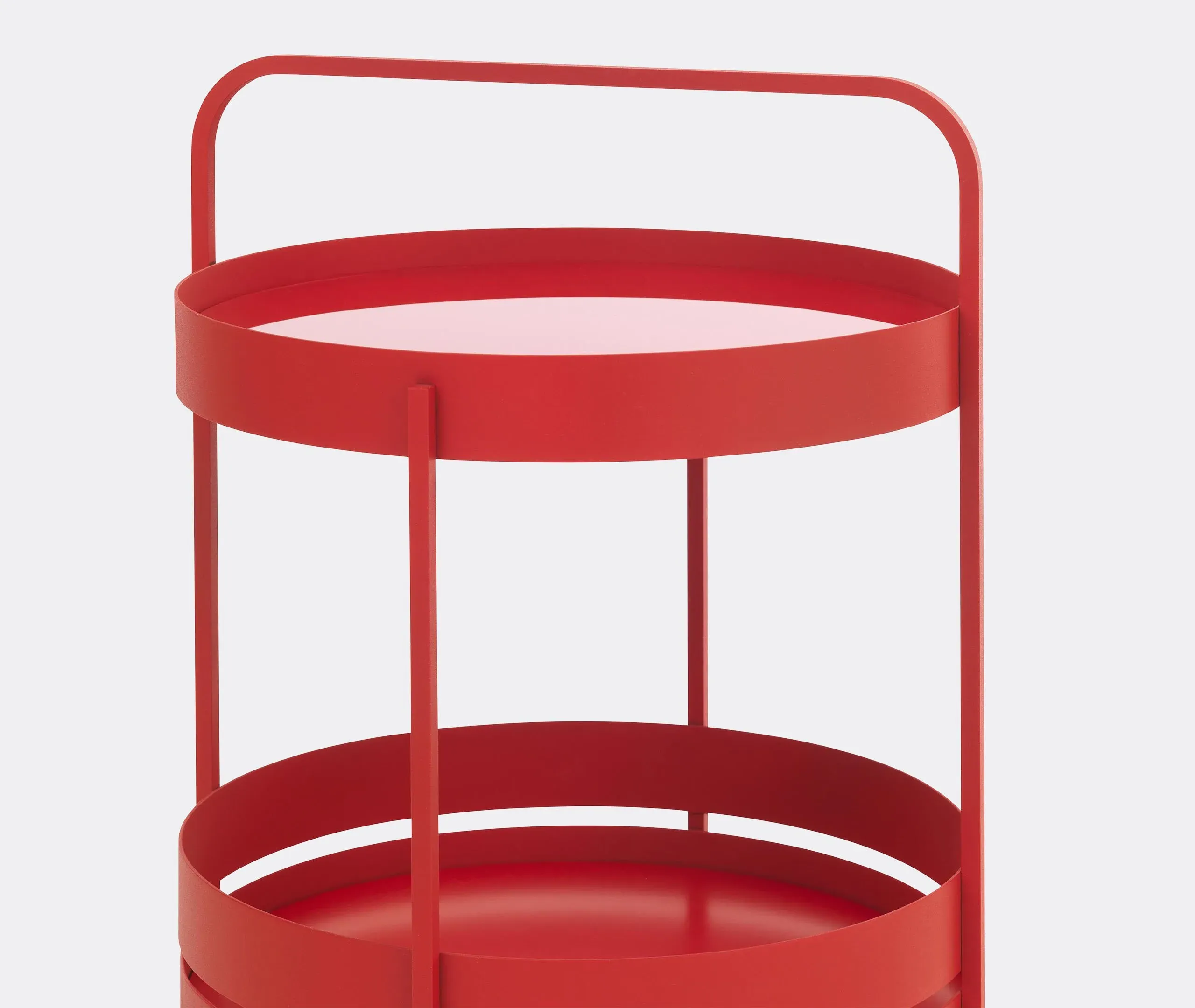 Round Side Table Dual Level - Red, Metal