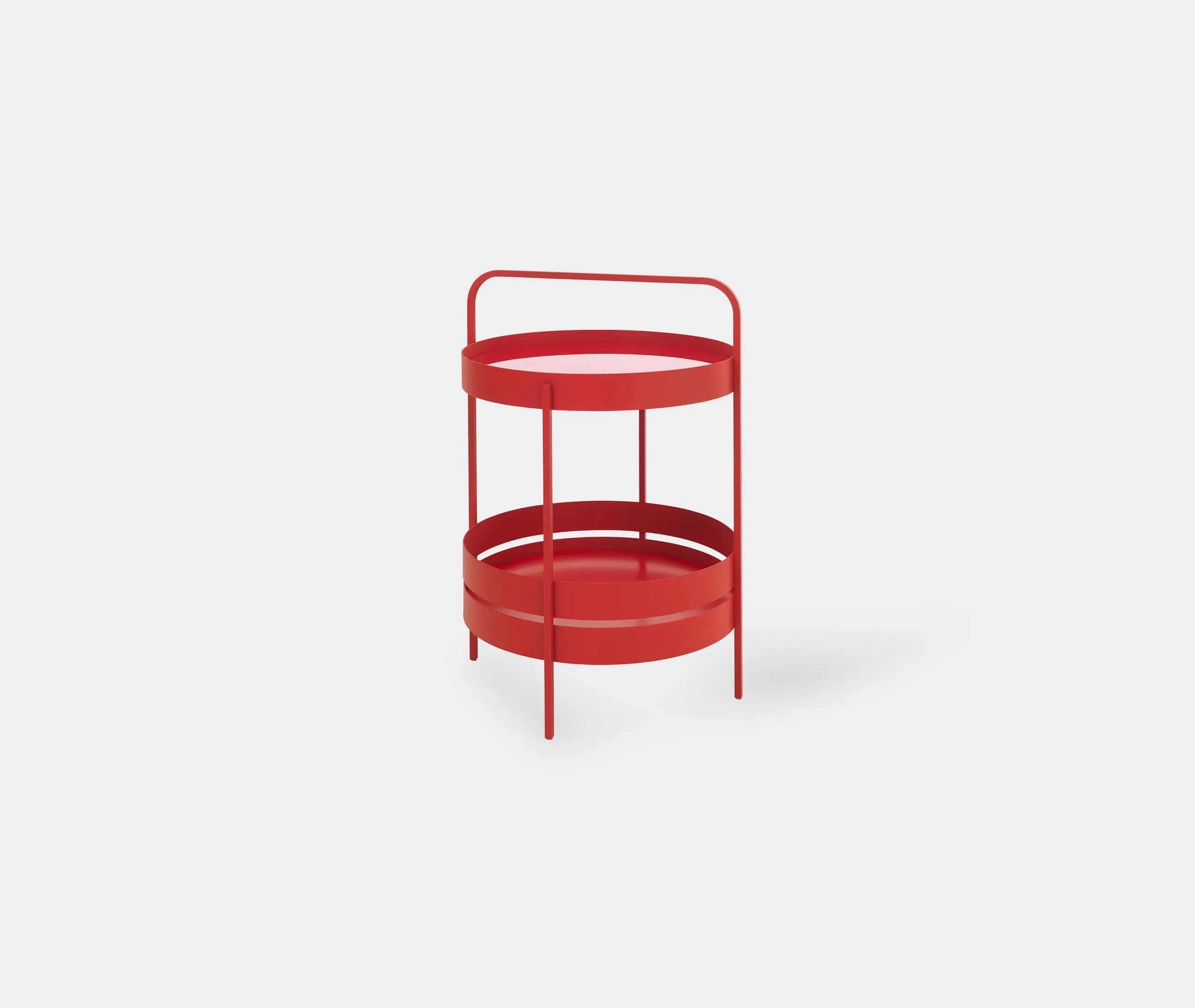 Round Side Table Dual Level - Red, Metal