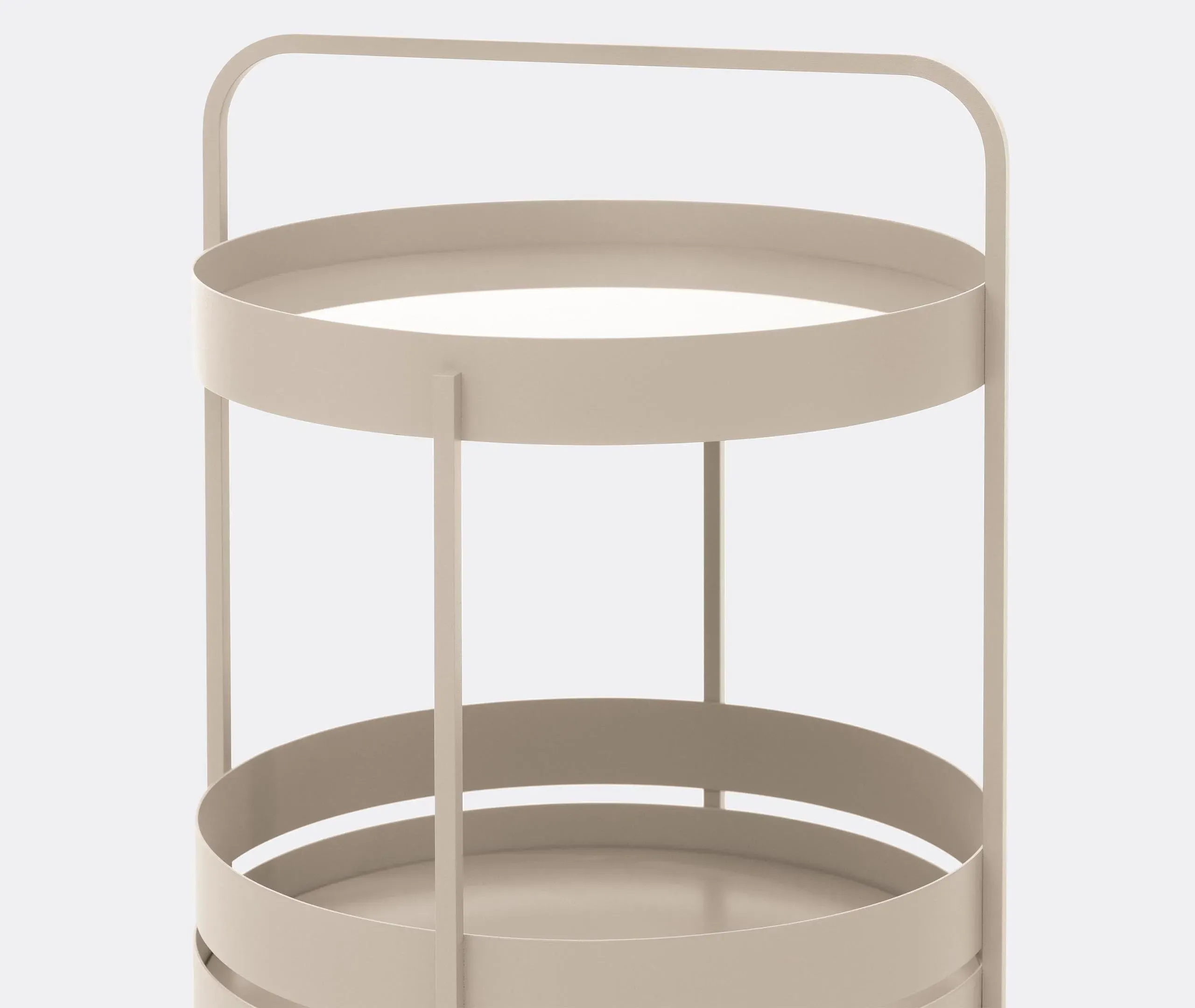 Round Side Table Dual Level - Rosewood, Metal