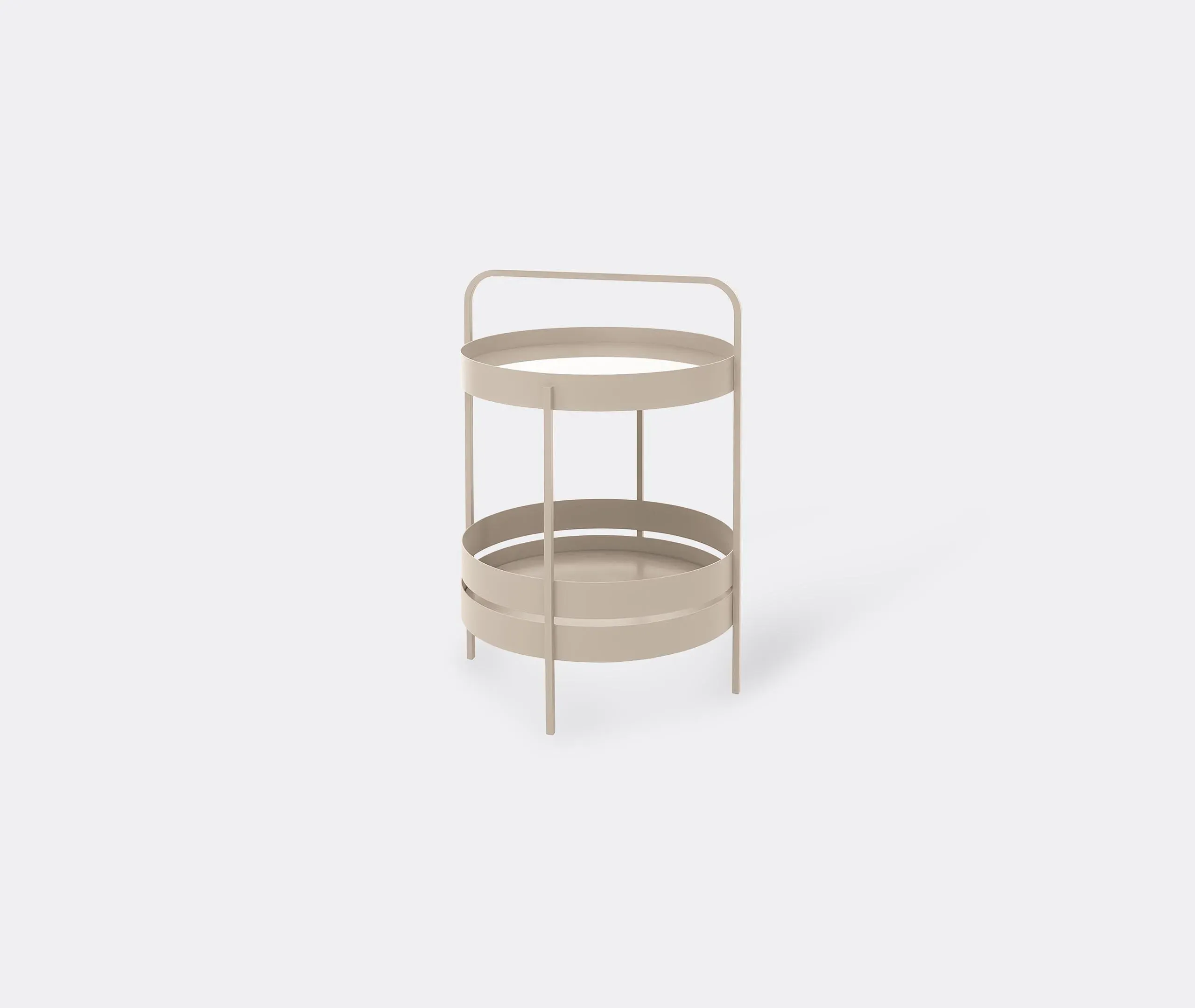Round Side Table Dual Level - Rosewood, Metal