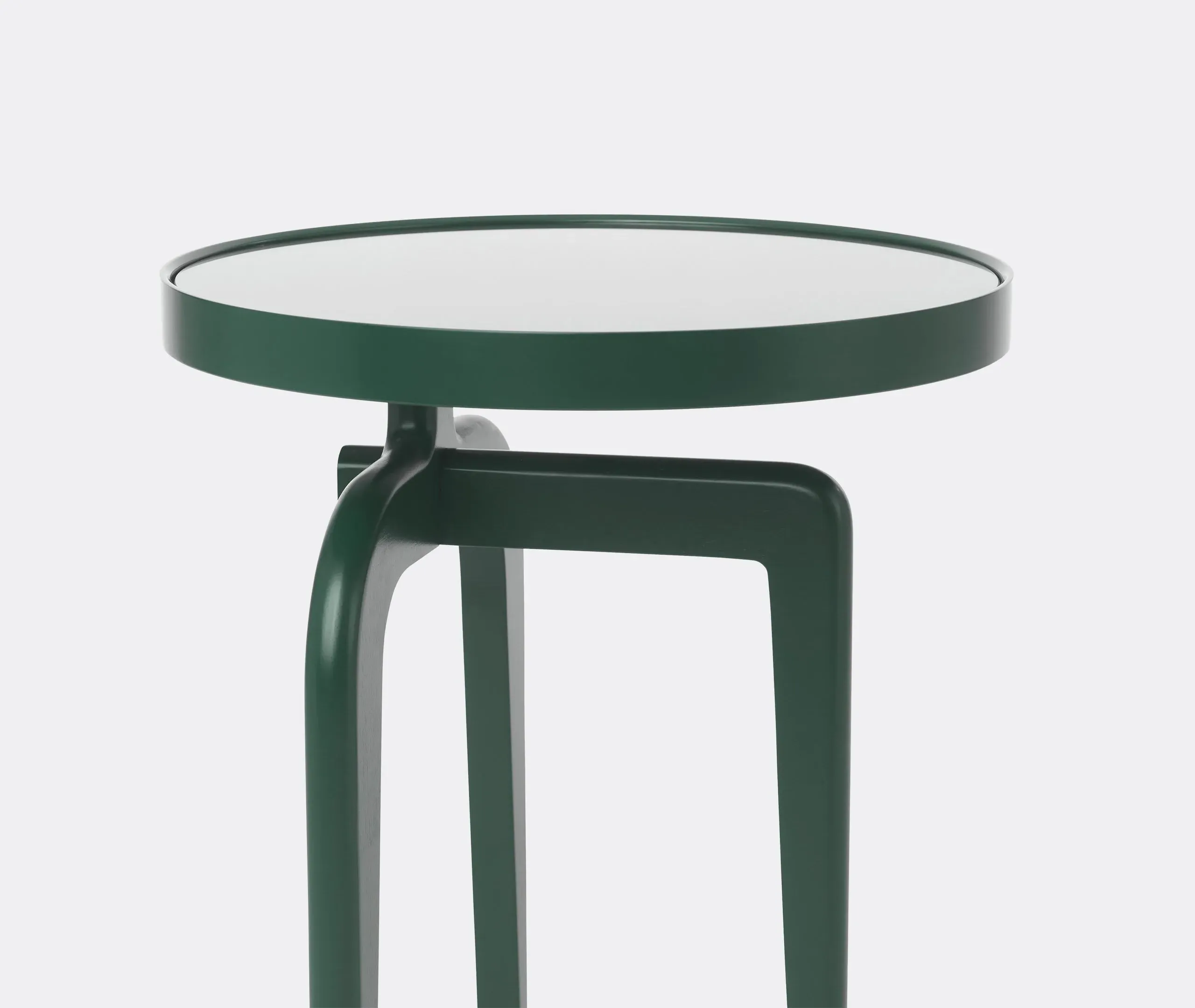 Round Side Table with Glass Insert - Green, Wood