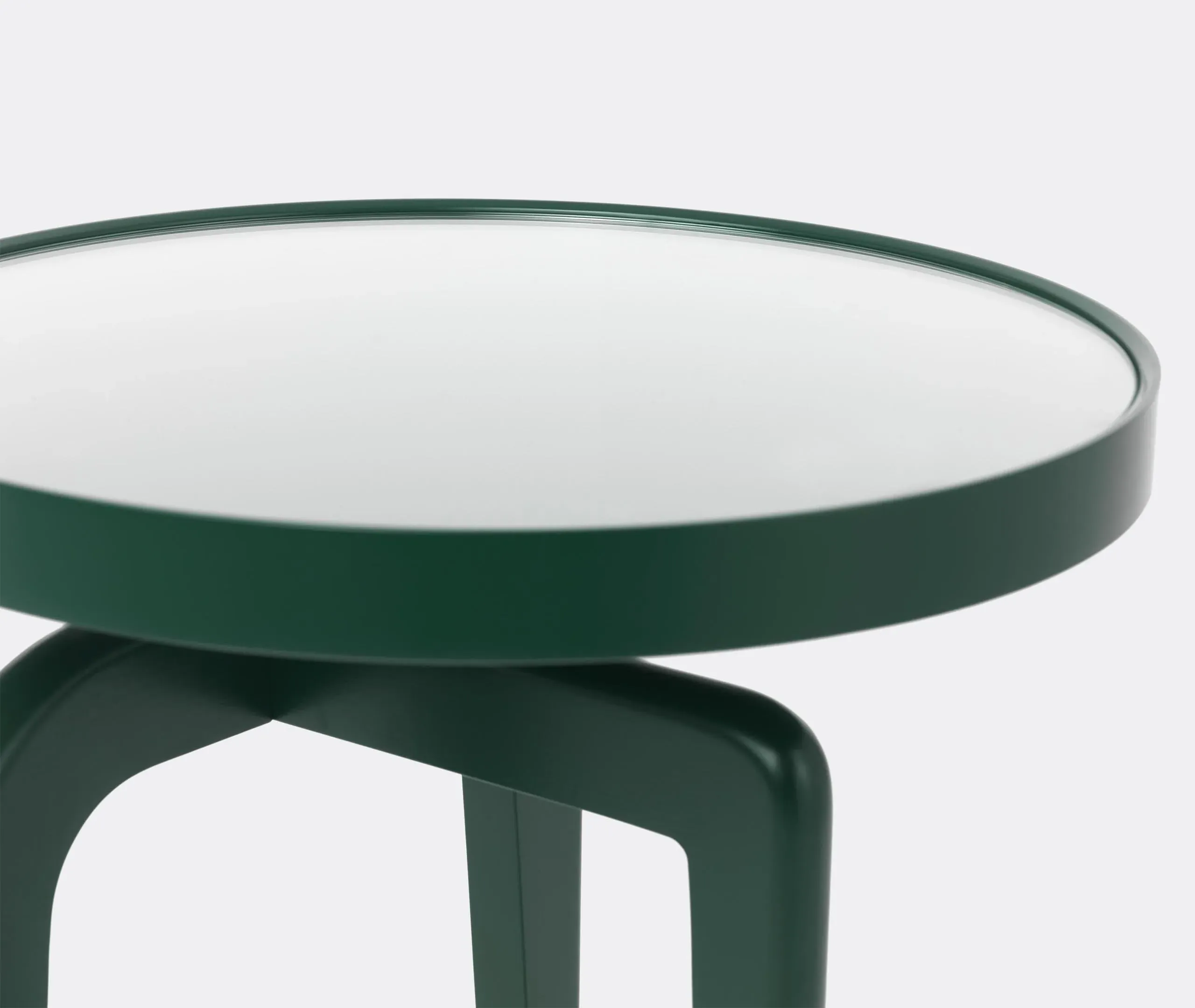Round Side Table with Glass Insert - Green, Wood