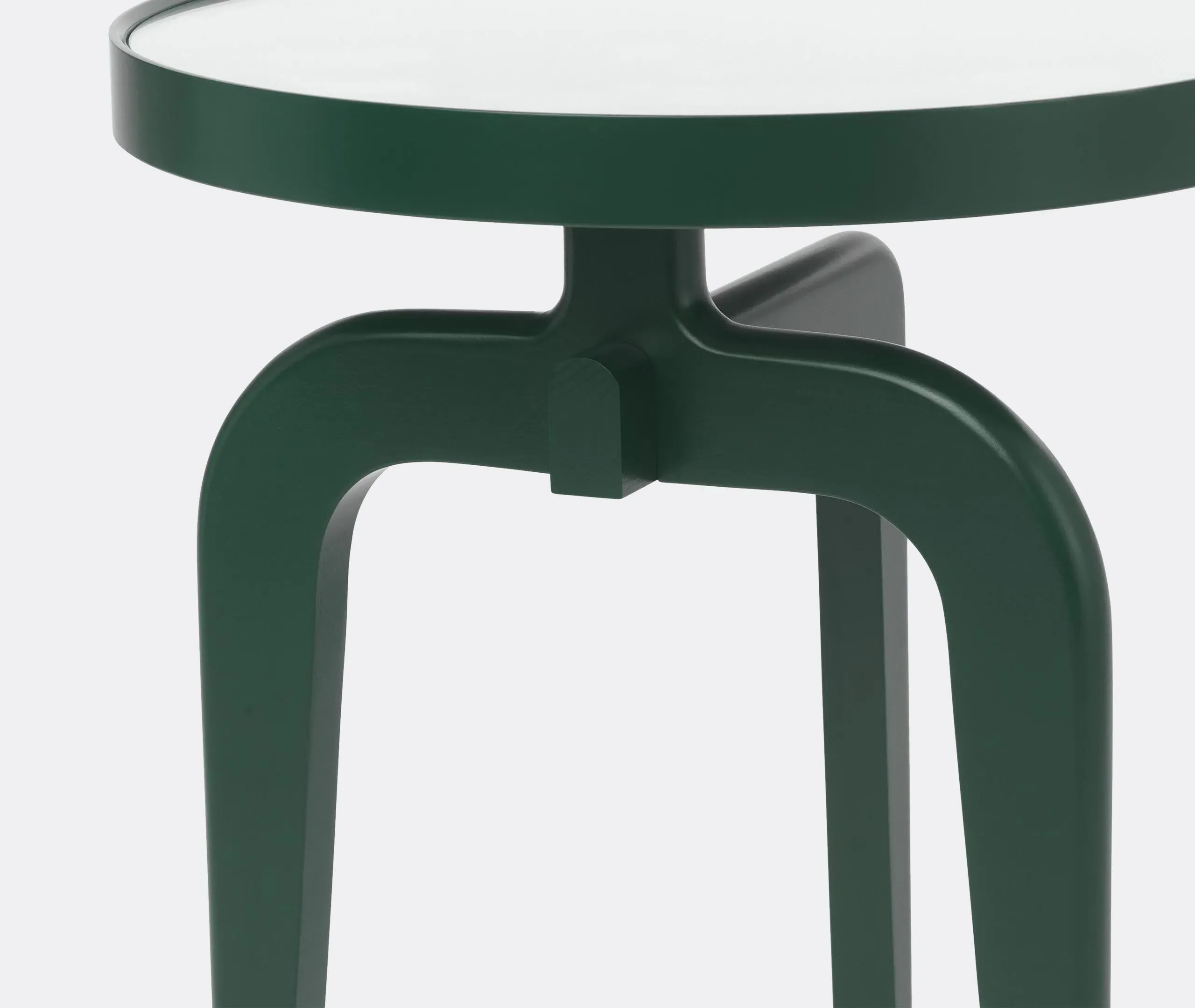 Round Side Table with Glass Insert - Green, Wood