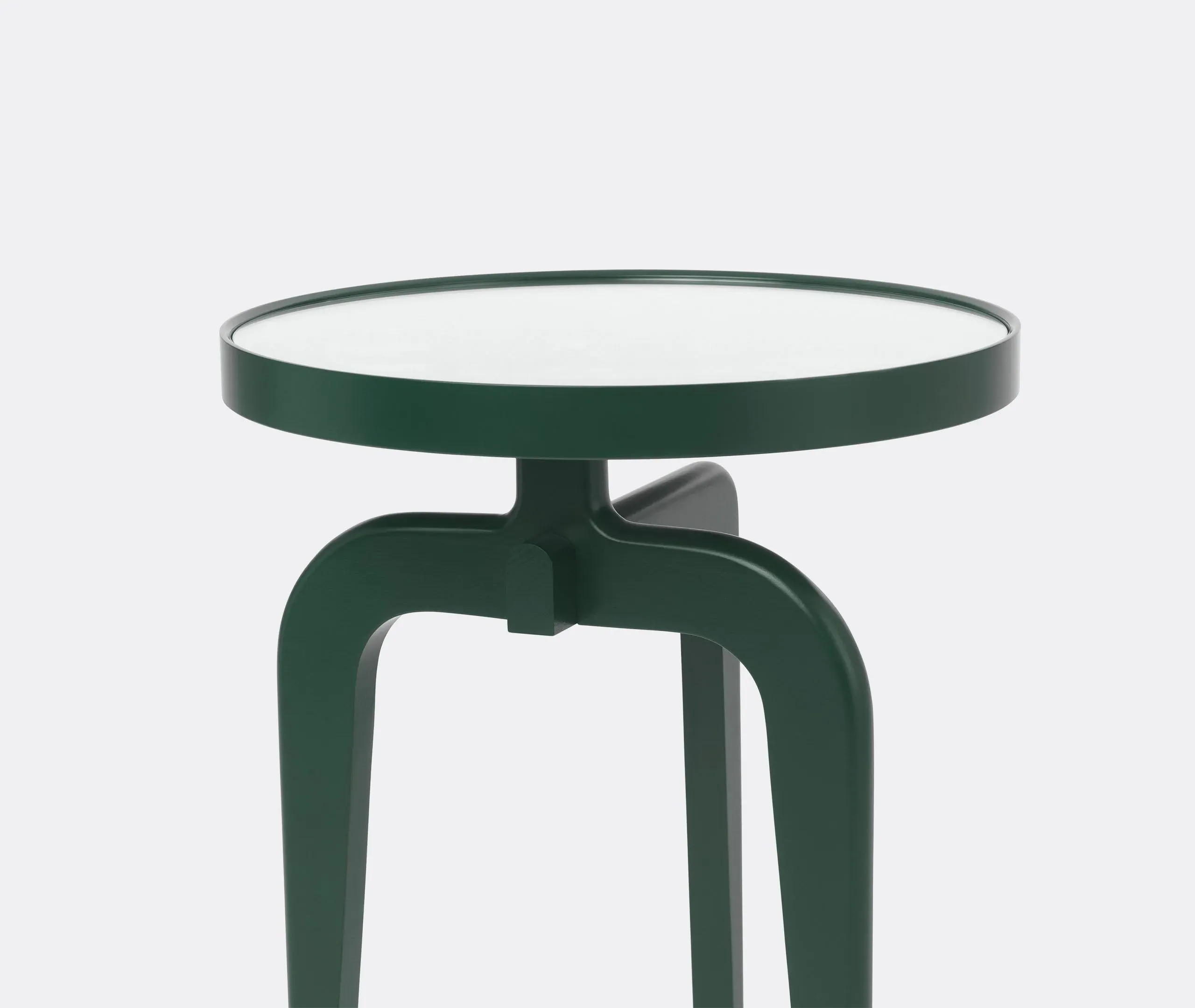 Round Side Table with Glass Insert - Green, Wood