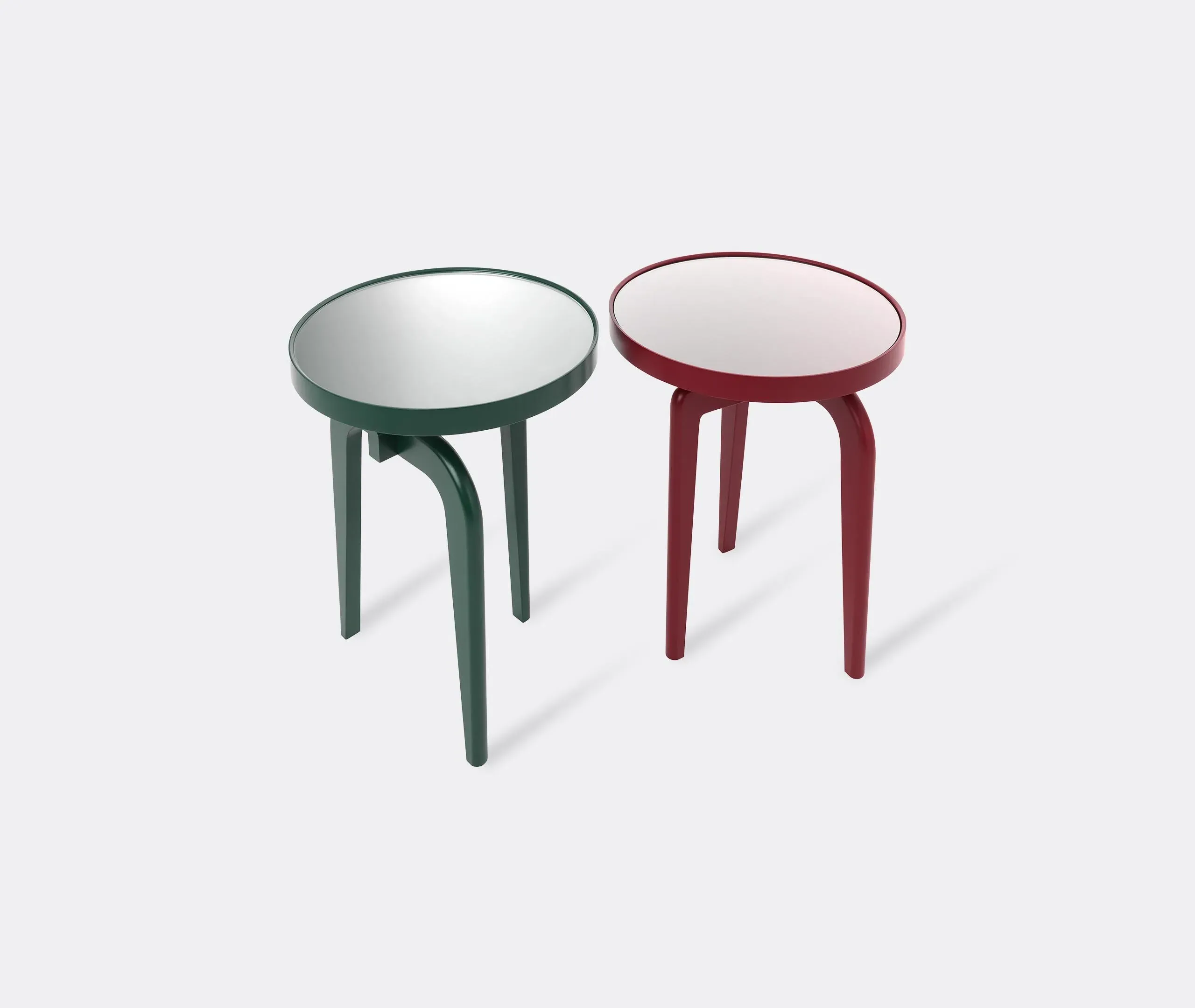 Round Side Table with Glass Insert - Green, Wood