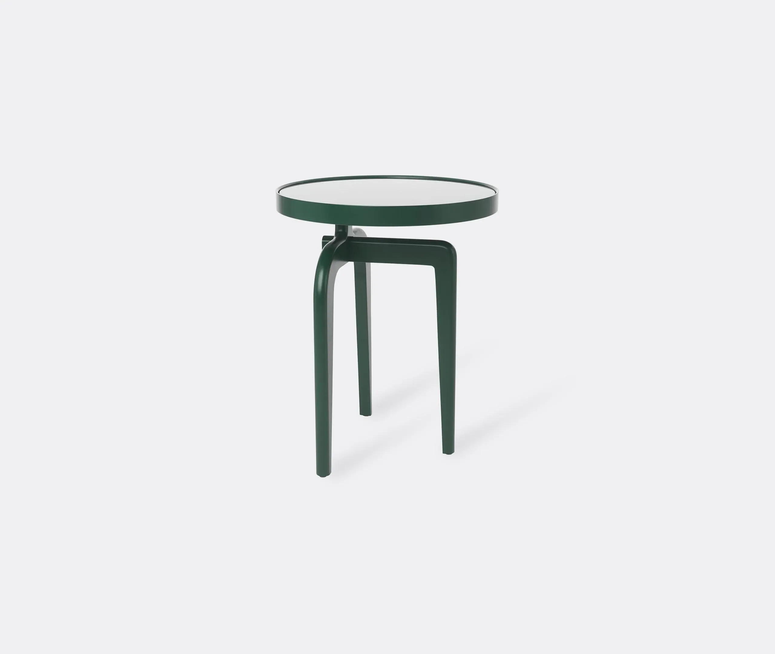 Round Side Table with Glass Insert - Green, Wood image
