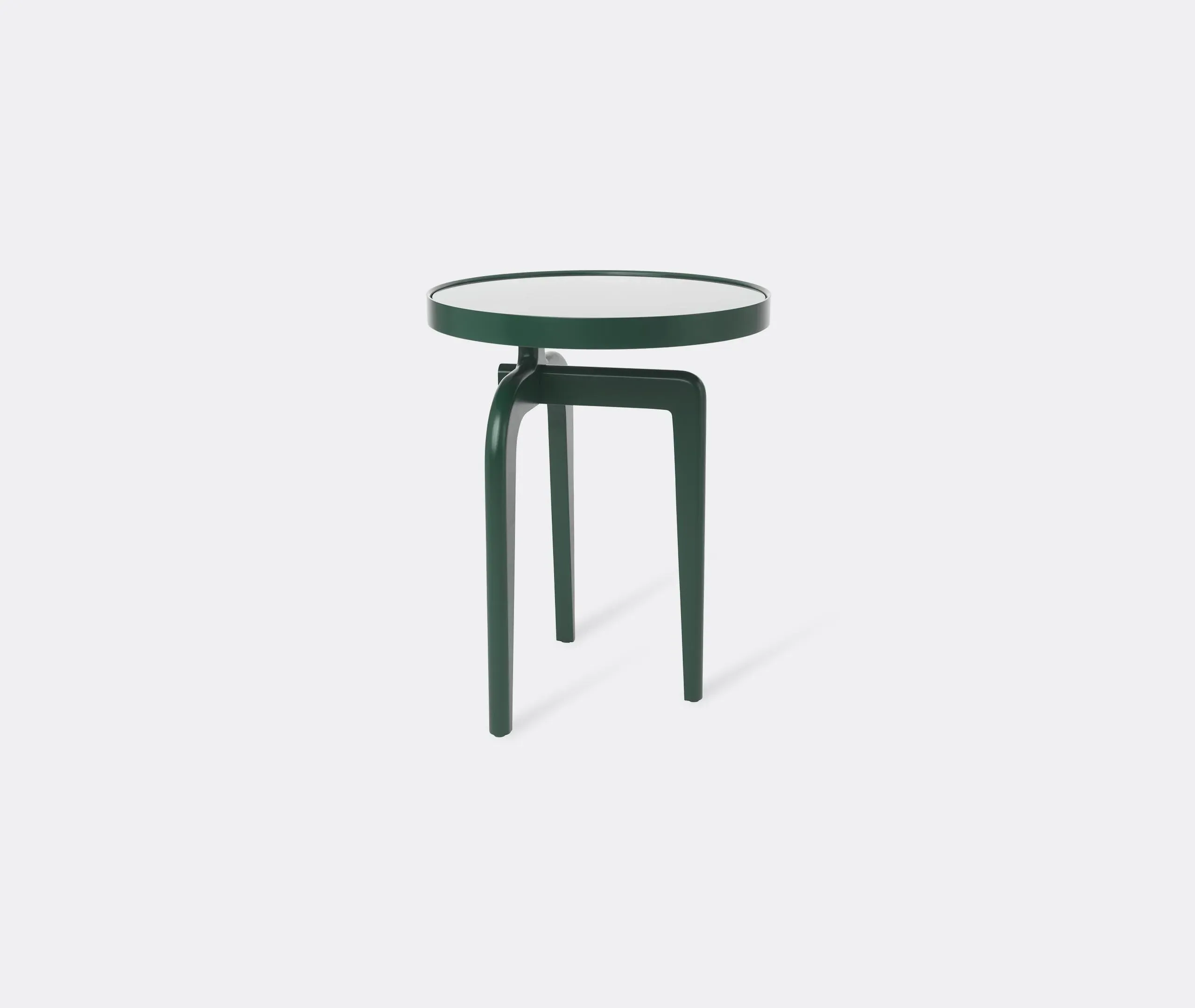 Round Side Table with Glass Insert - Green, Wood