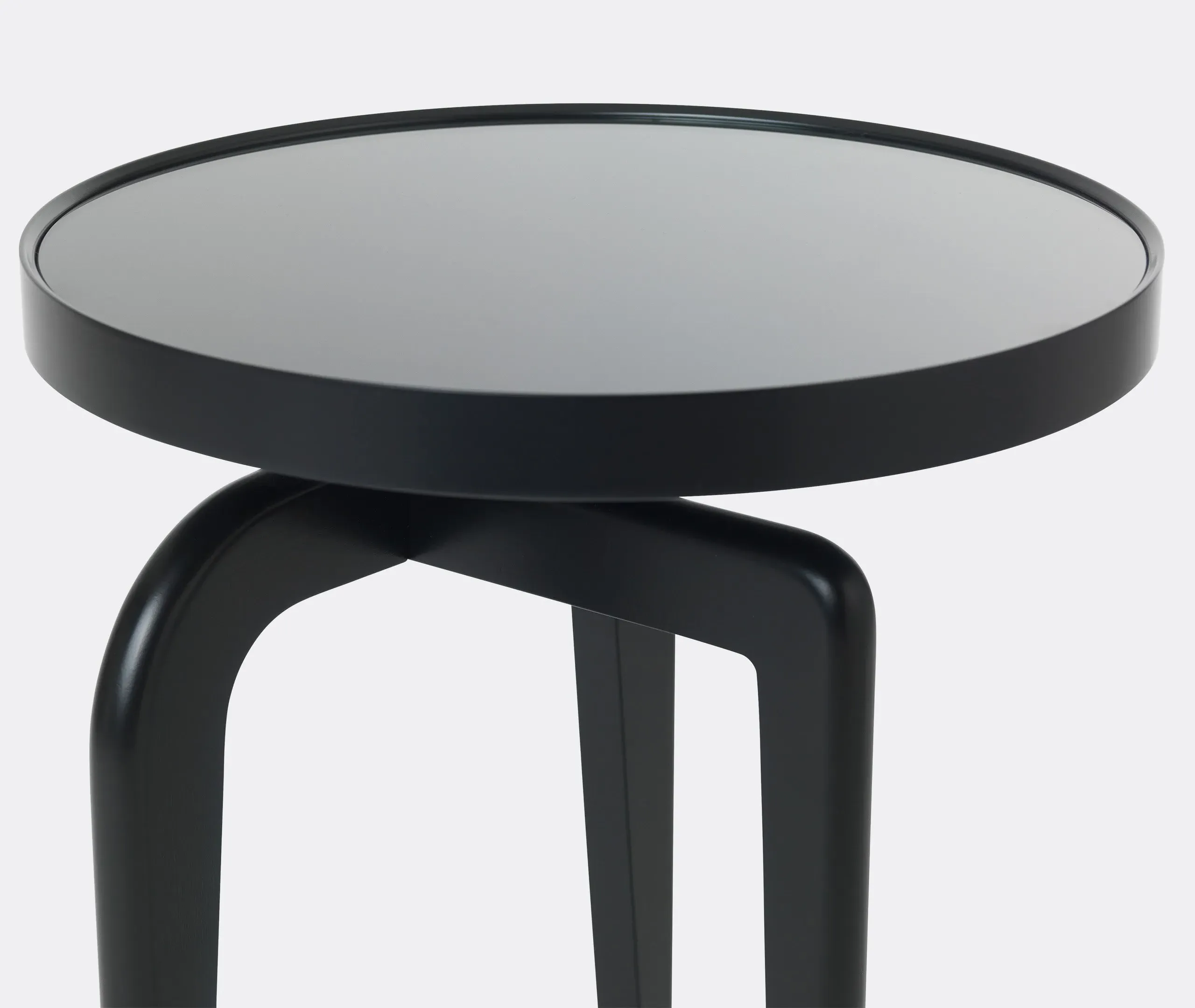 Round Side Table with Glass Top - Black, Wood